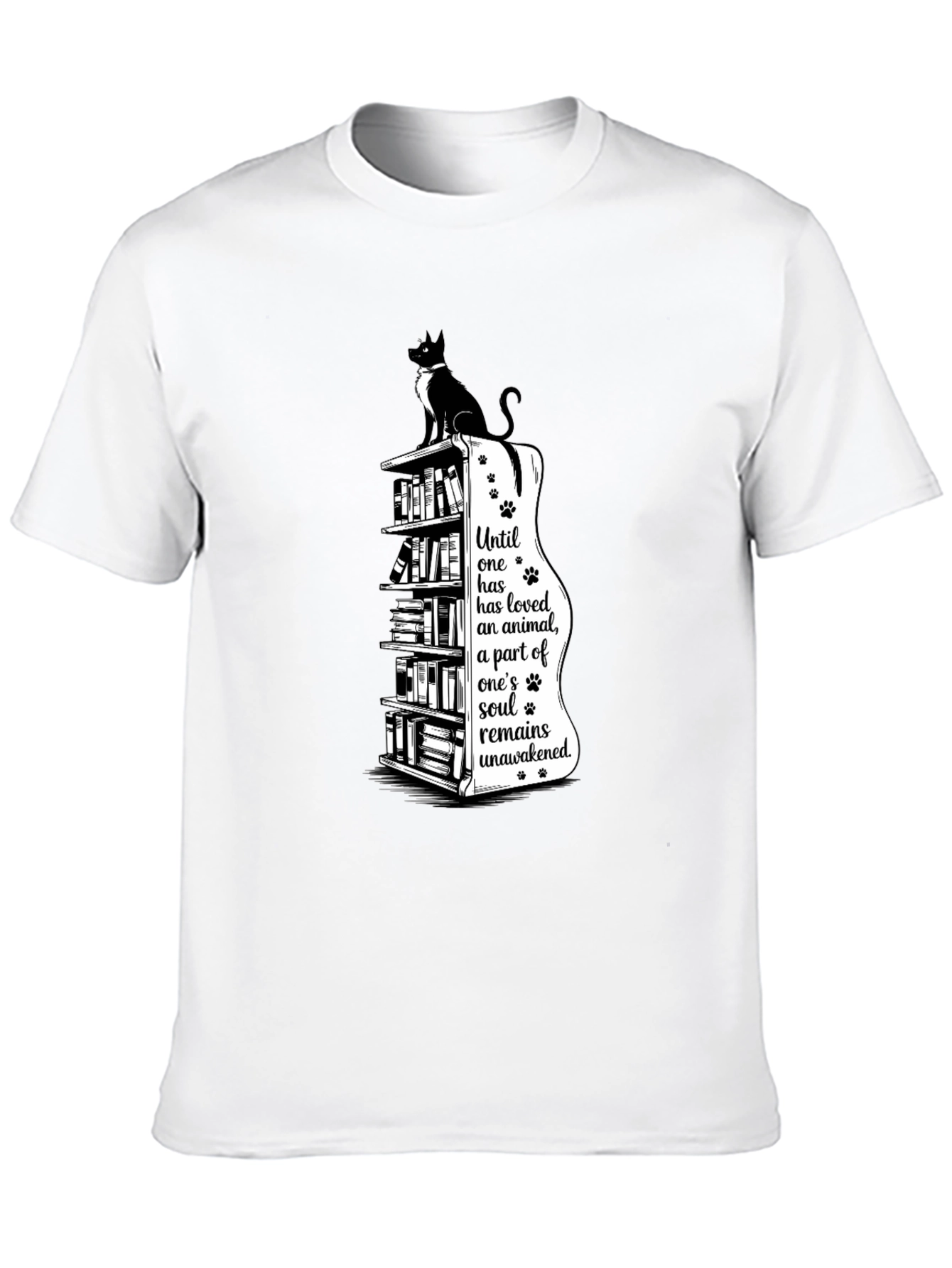 Cat & Books T-Shirt - Awakened Soul