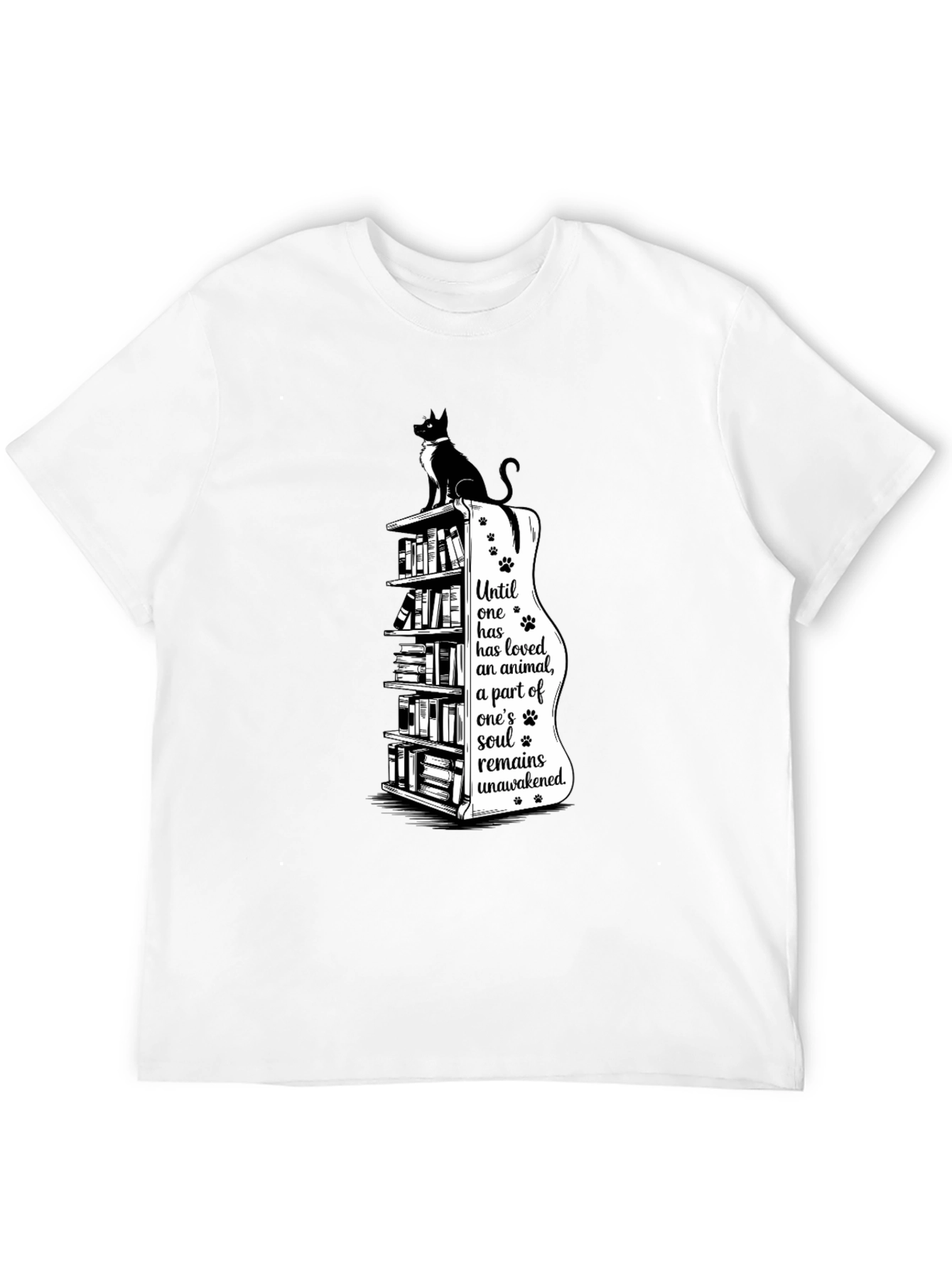 Cat & Books T-Shirt - Awakened Soul