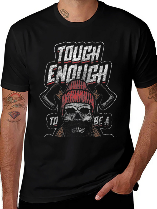 Tough Enough Lumberjack Skull Graphic Tee
