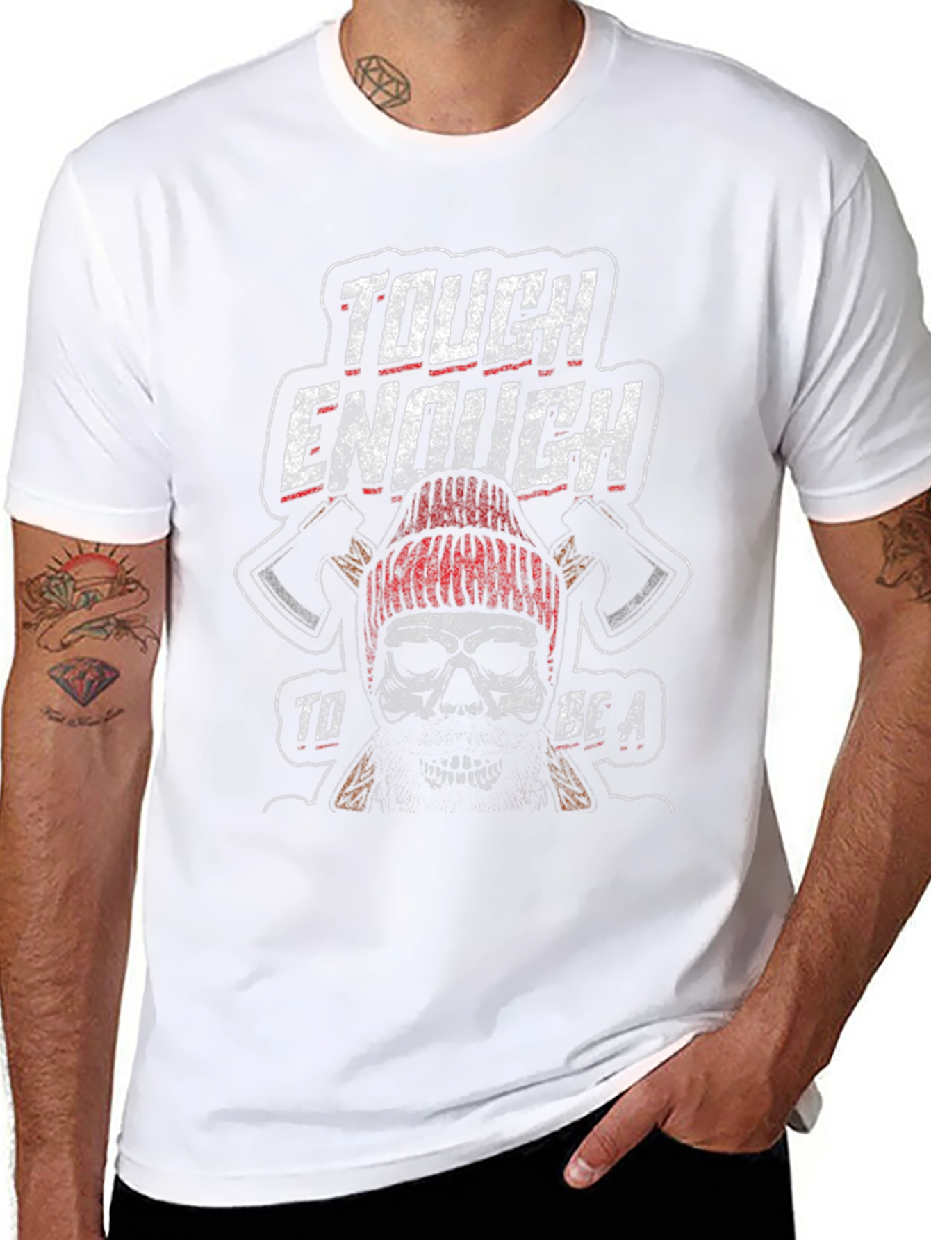 Tough Enough Lumberjack Skull Graphic Tee