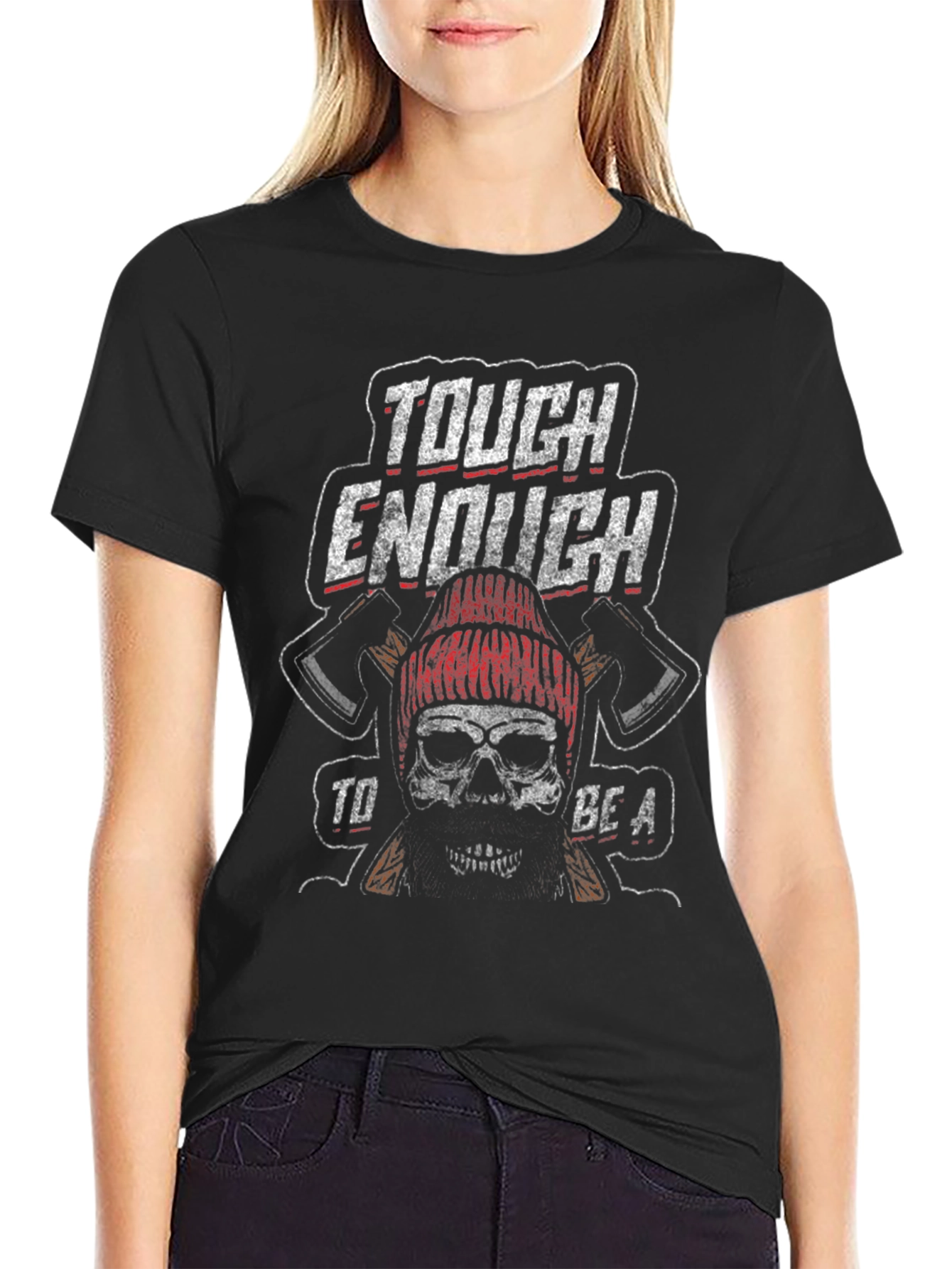 Tough Enough Lumberjack Skull Graphic Tee