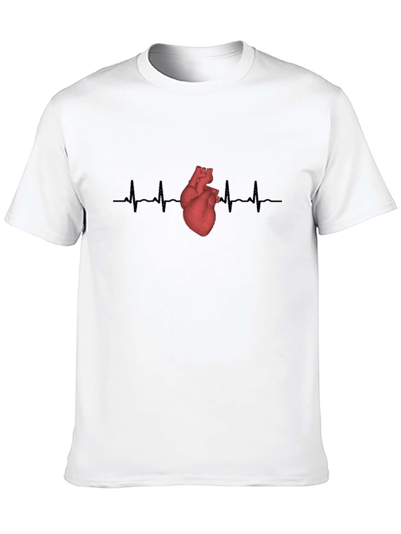 Heartbeat Anatomical Heart Graphic Tee - Black Cotton