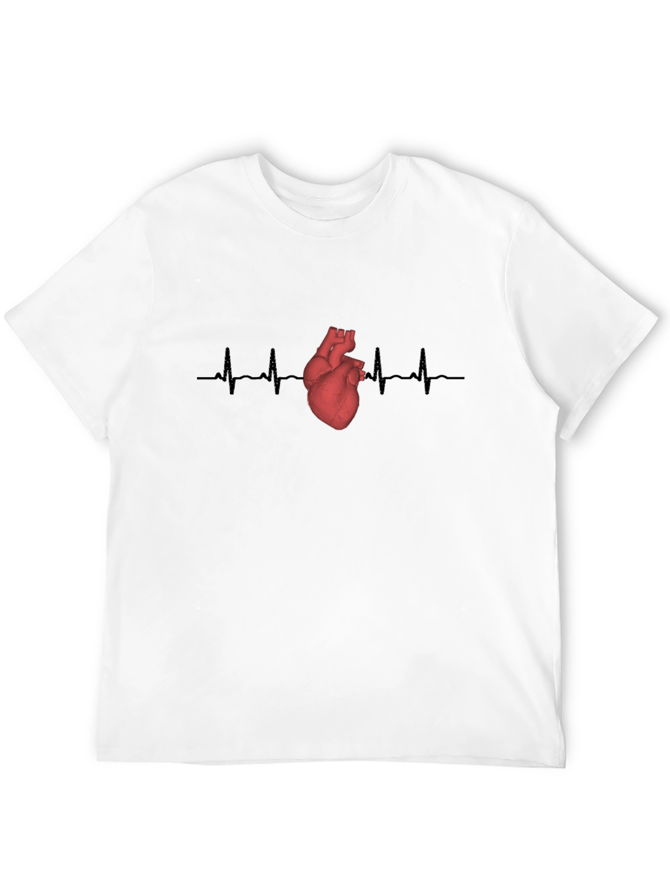 Heartbeat Anatomical Heart Graphic Tee - Black Cotton