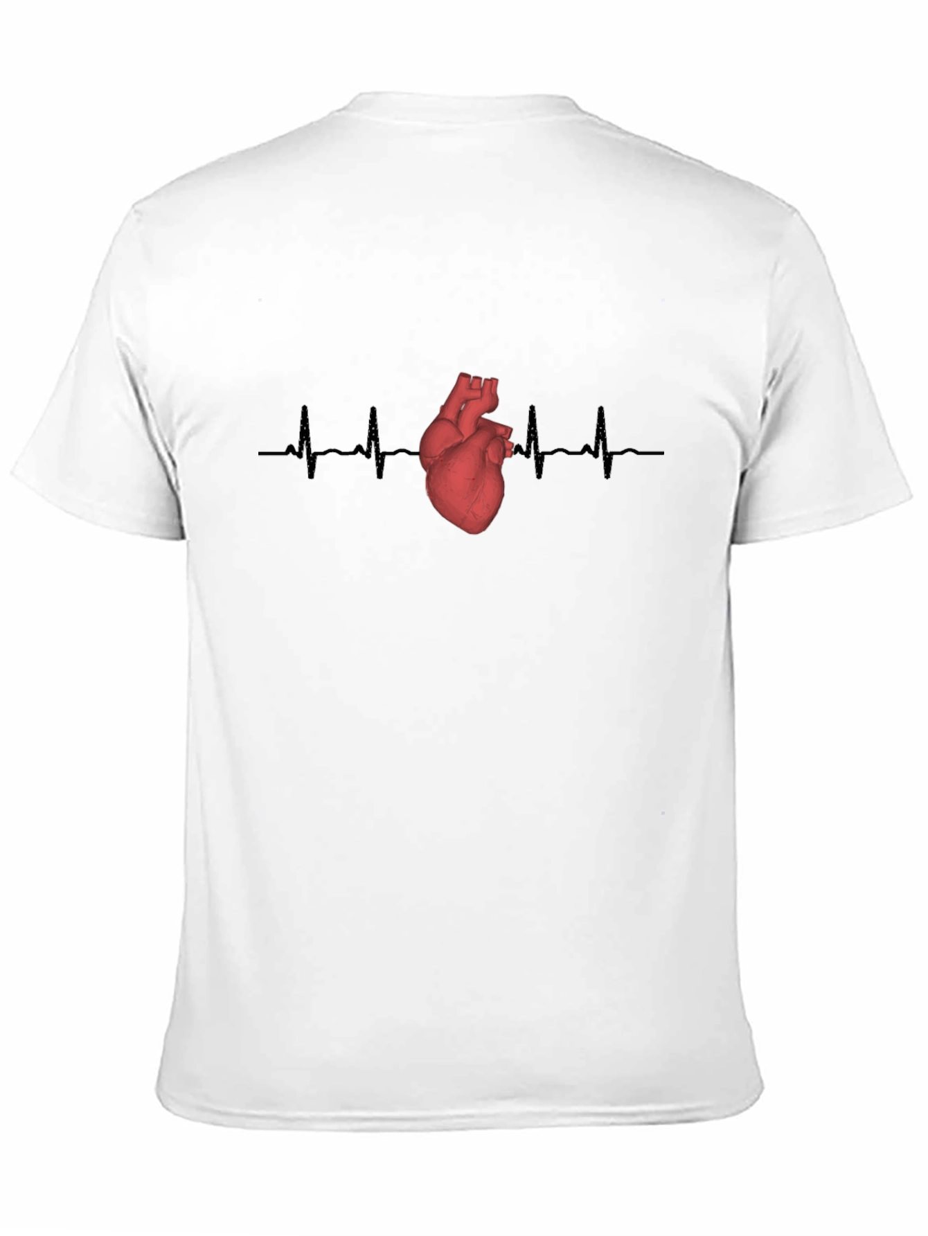 Heartbeat Anatomical Heart Graphic Tee - Black Cotton