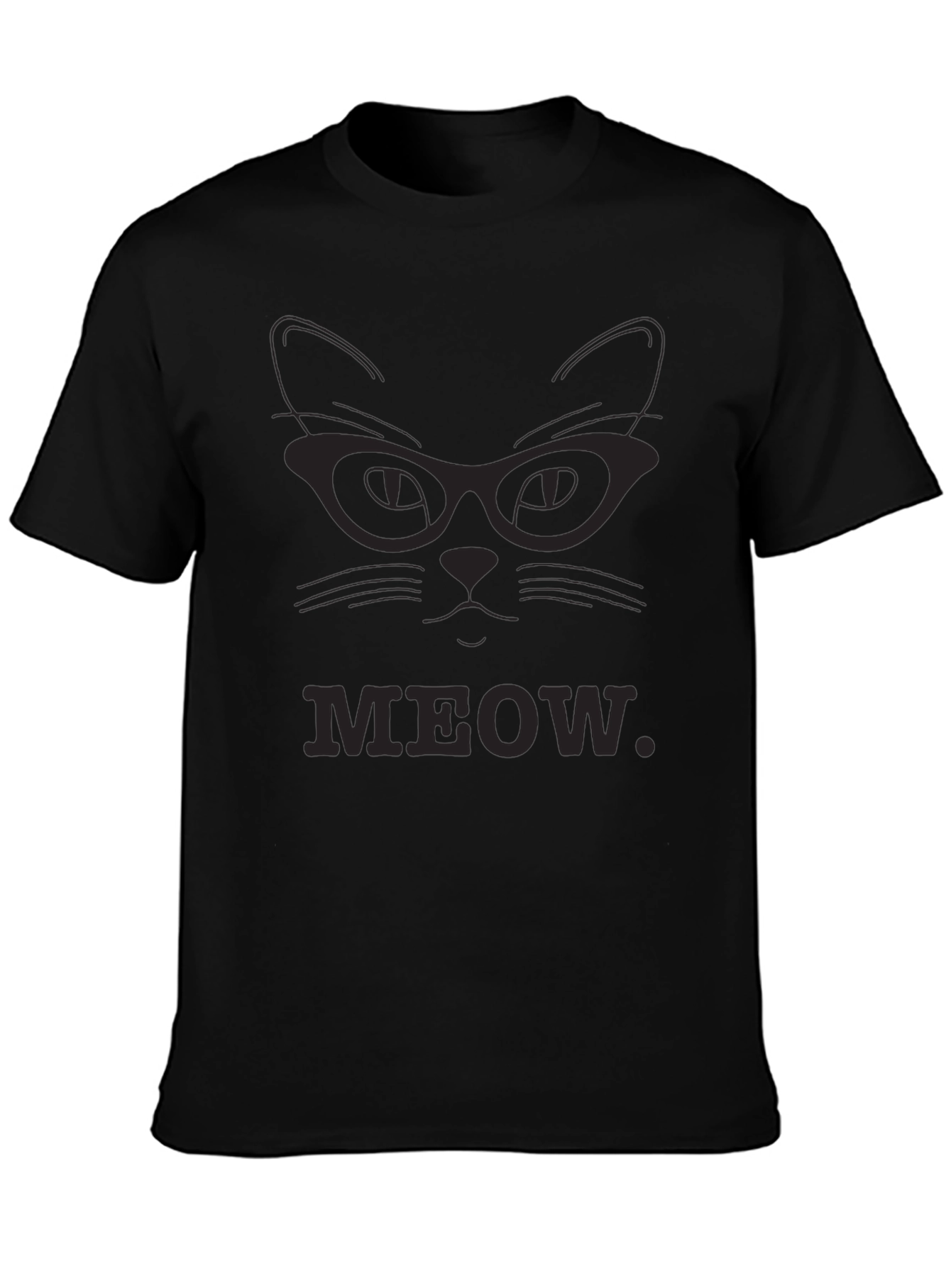 Meow Cat Glasses T-Shirt - Black