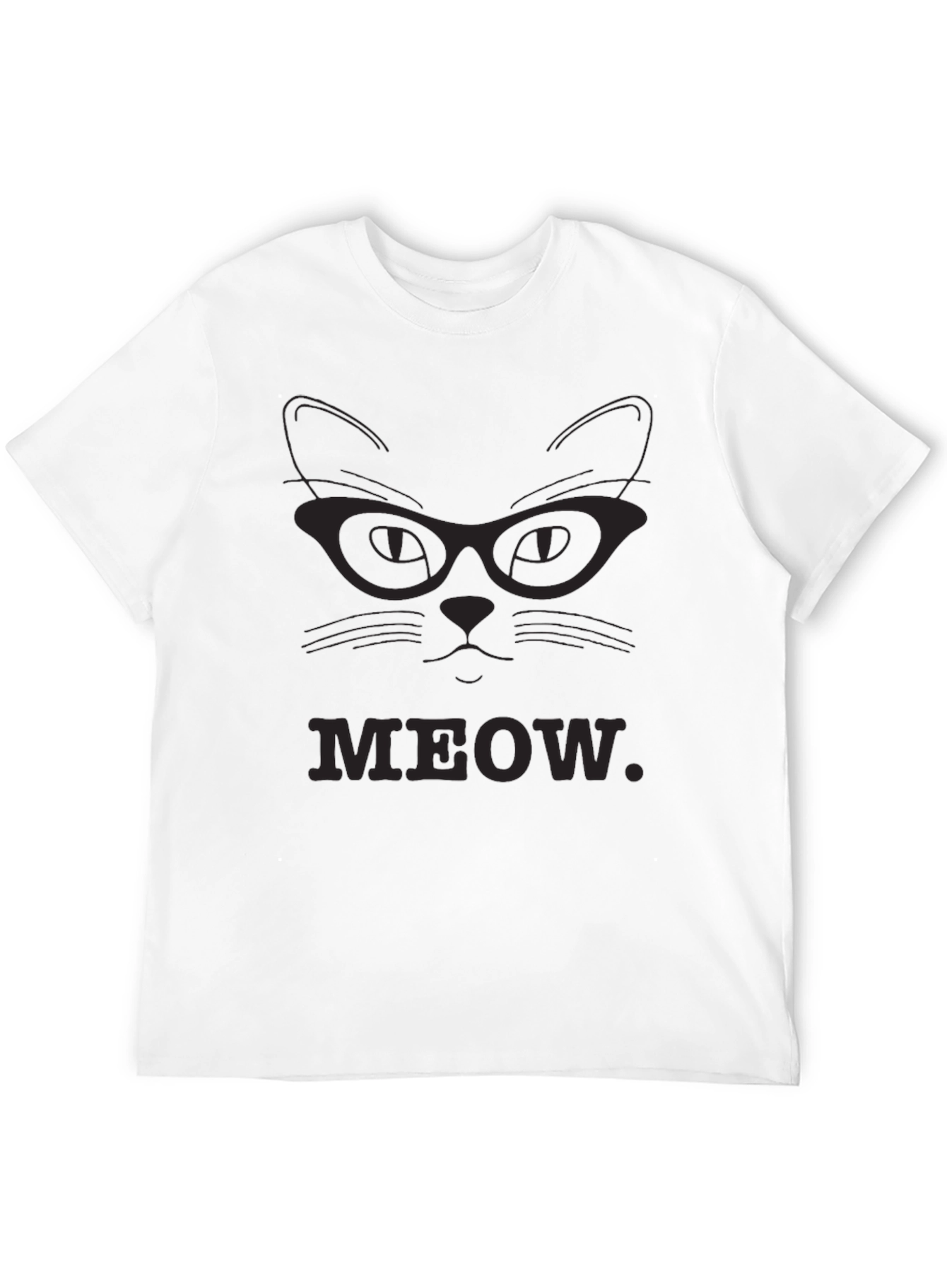 Meow Cat Glasses T-Shirt - Black