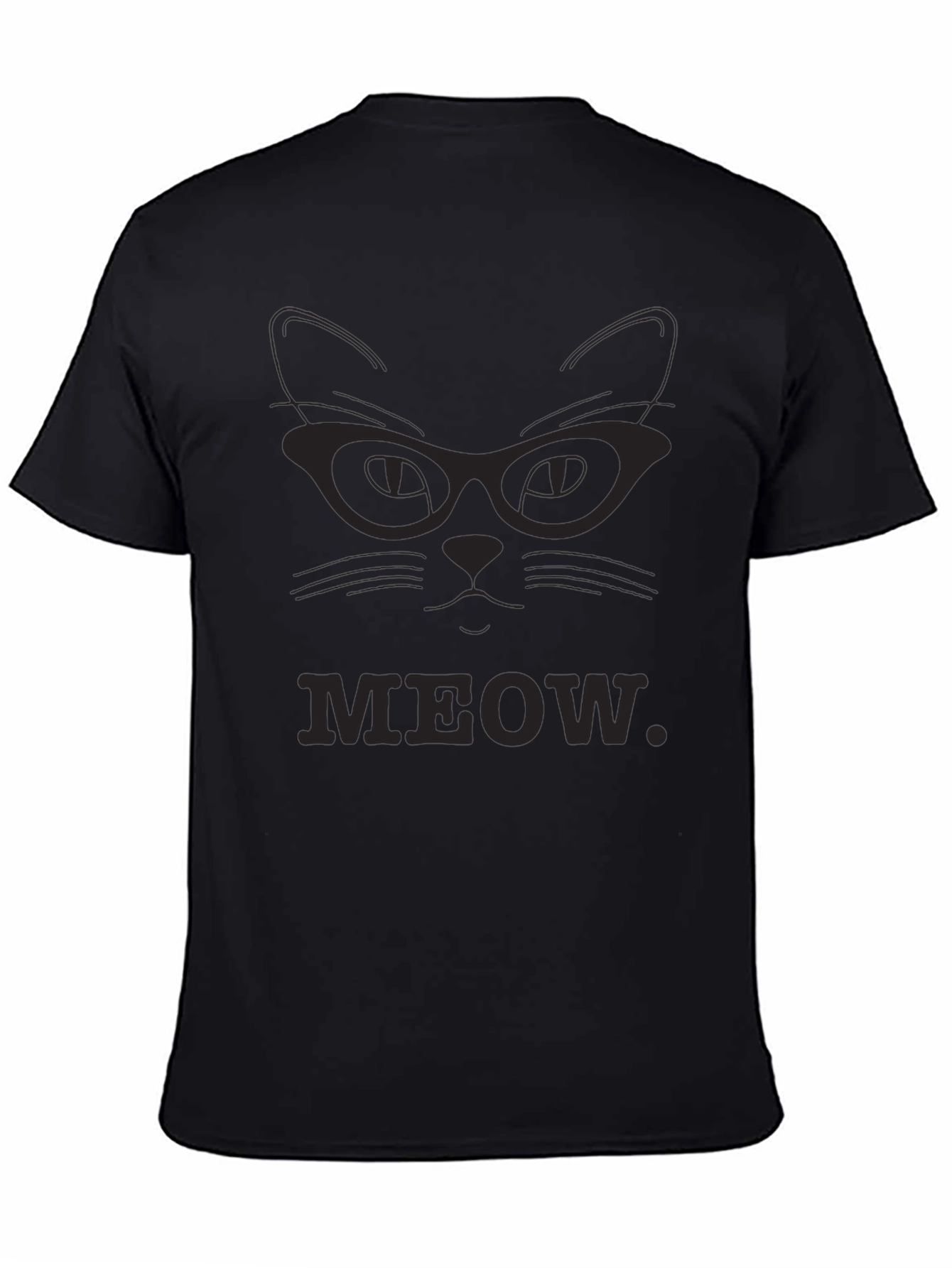 Meow Cat Glasses T-Shirt - Black