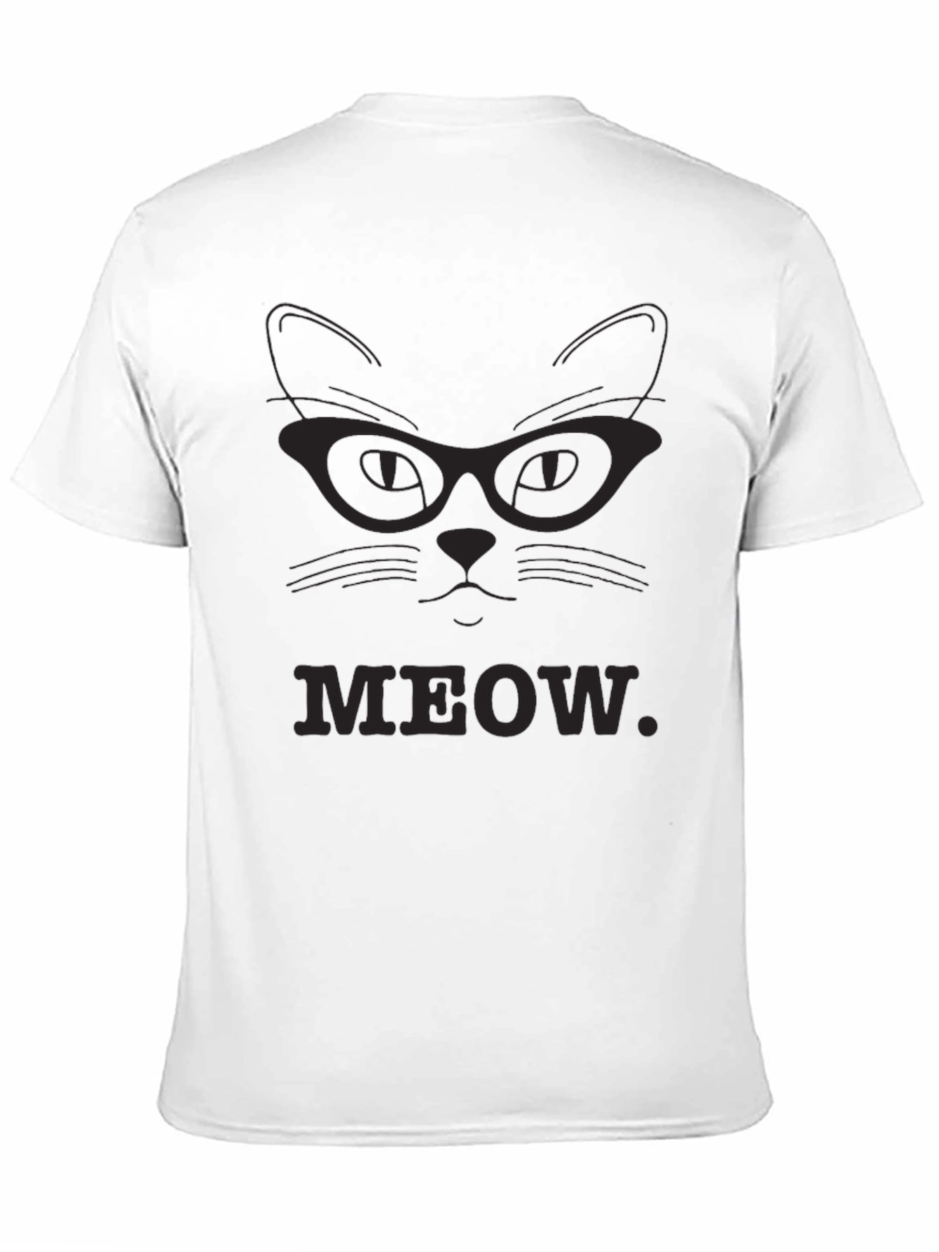 Meow Cat Glasses T-Shirt - Black