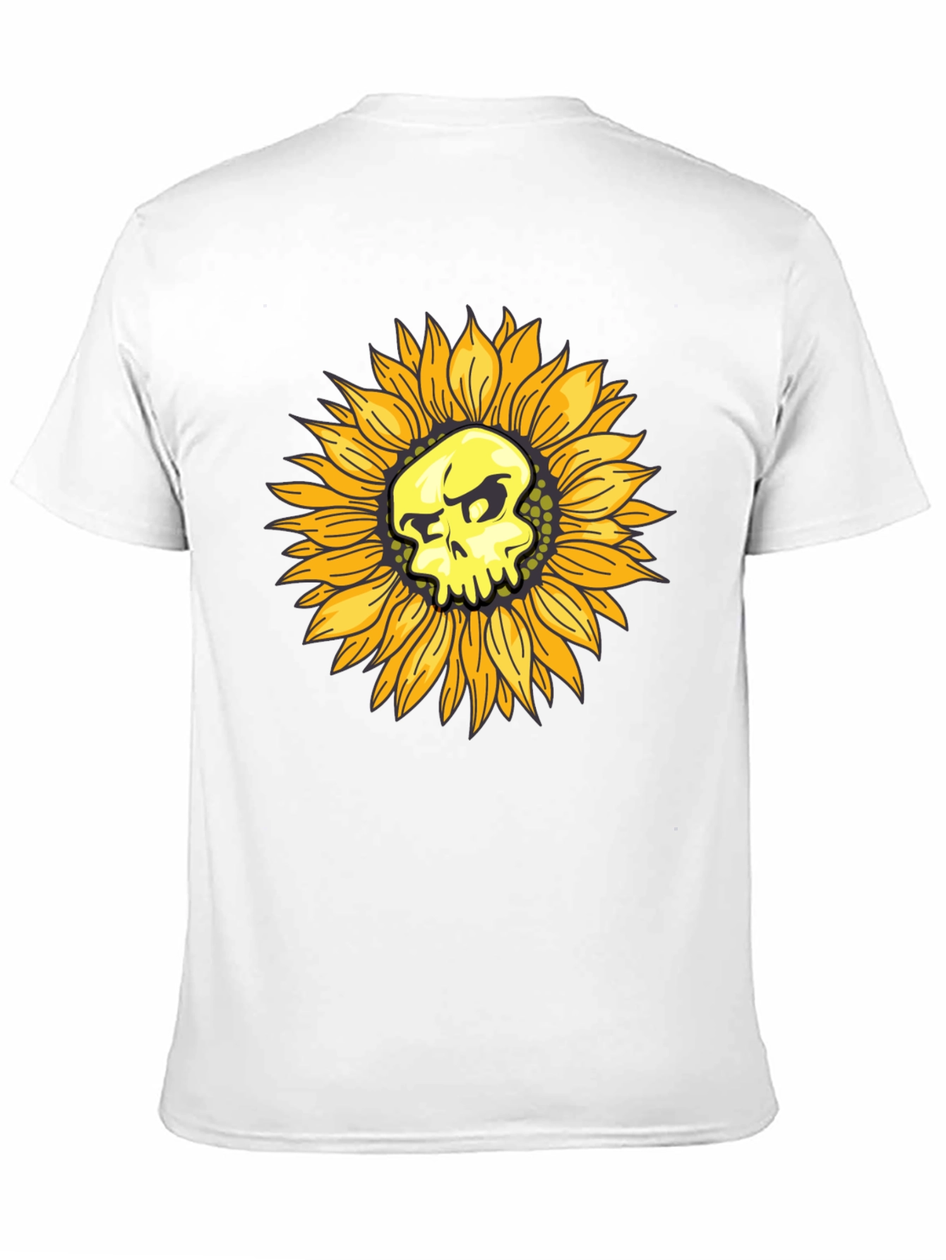 Skull Sunflower Graphic Black T-Shirt