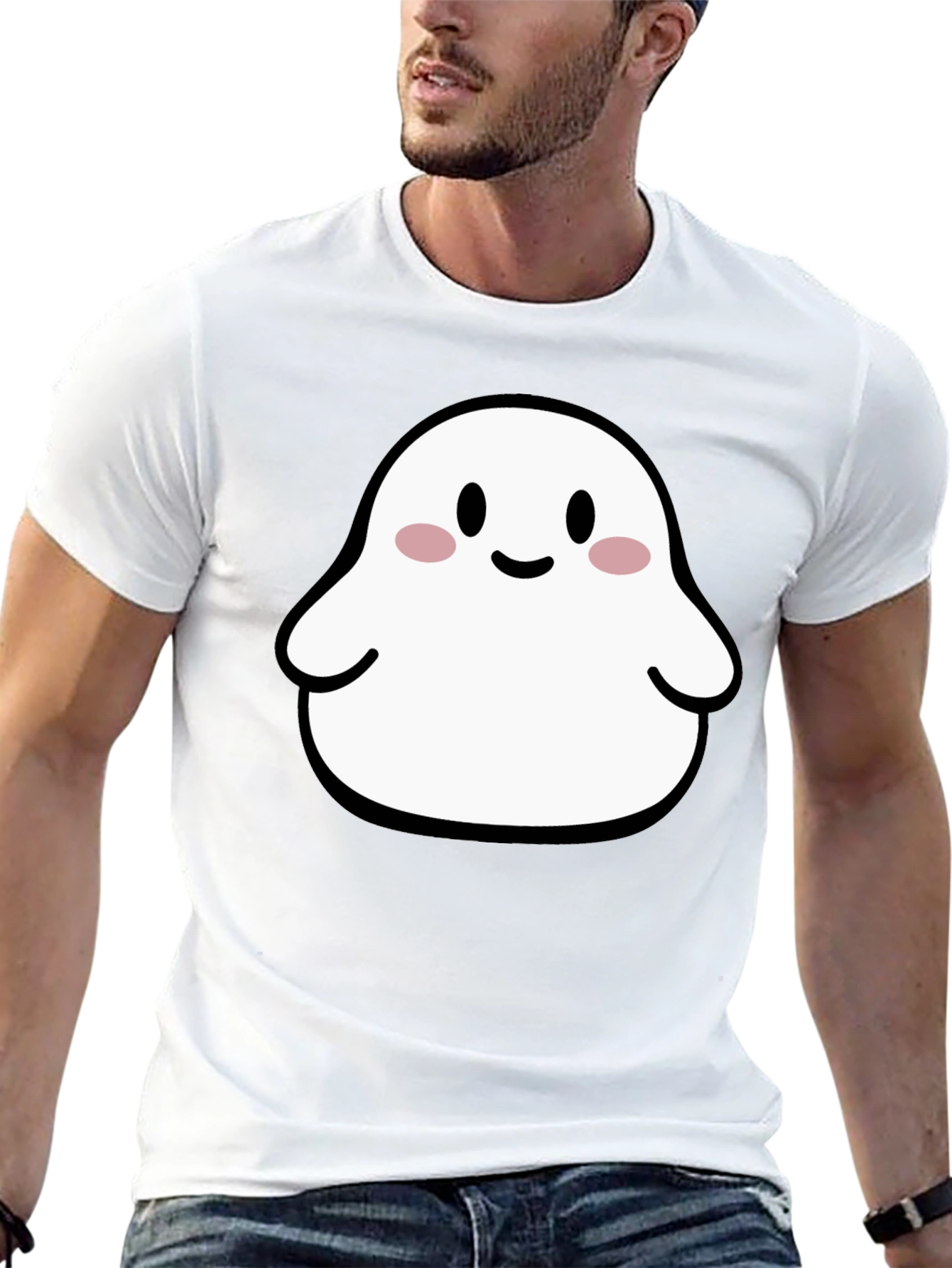Cute Ghost Graphic Tee - Black Halloween T-Shirt