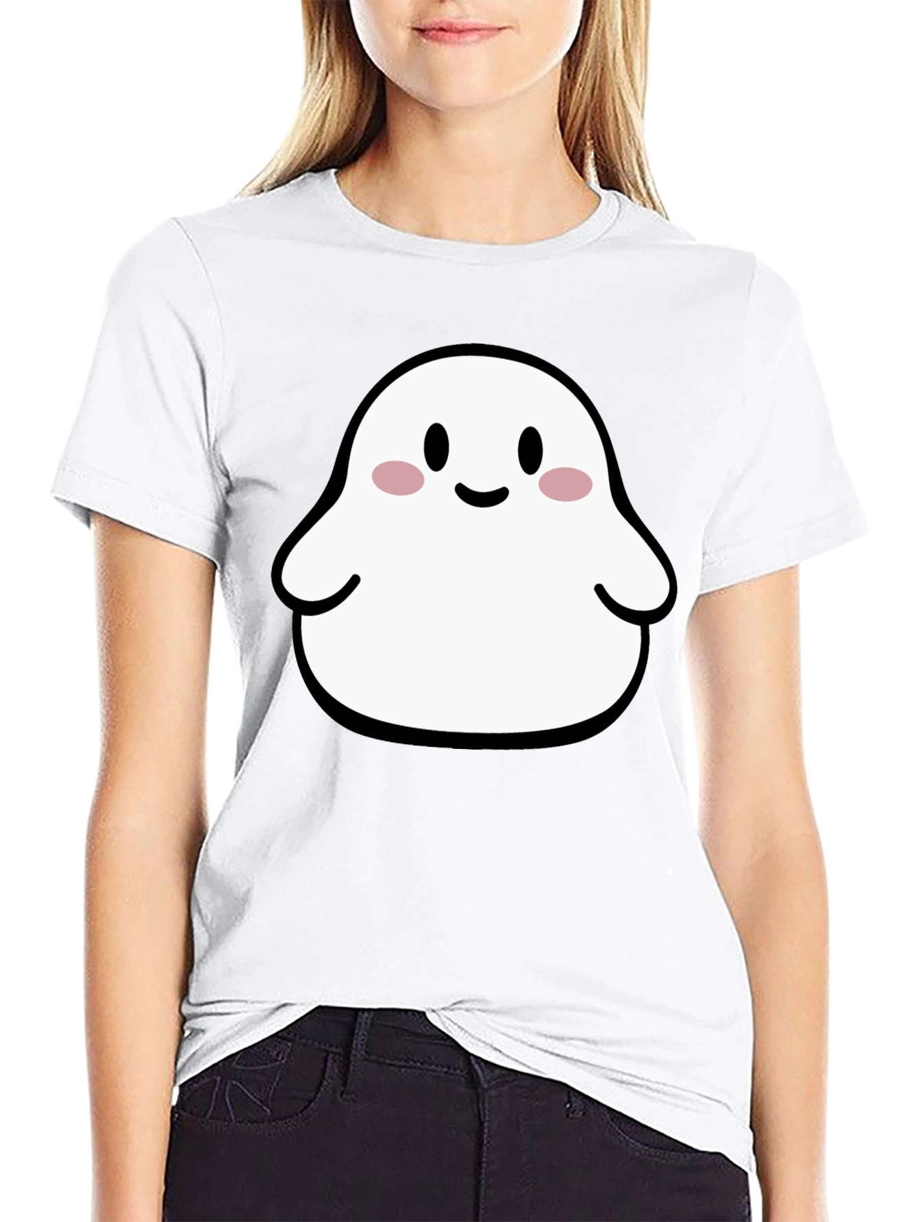 Cute Ghost Graphic Tee - Black Halloween T-Shirt