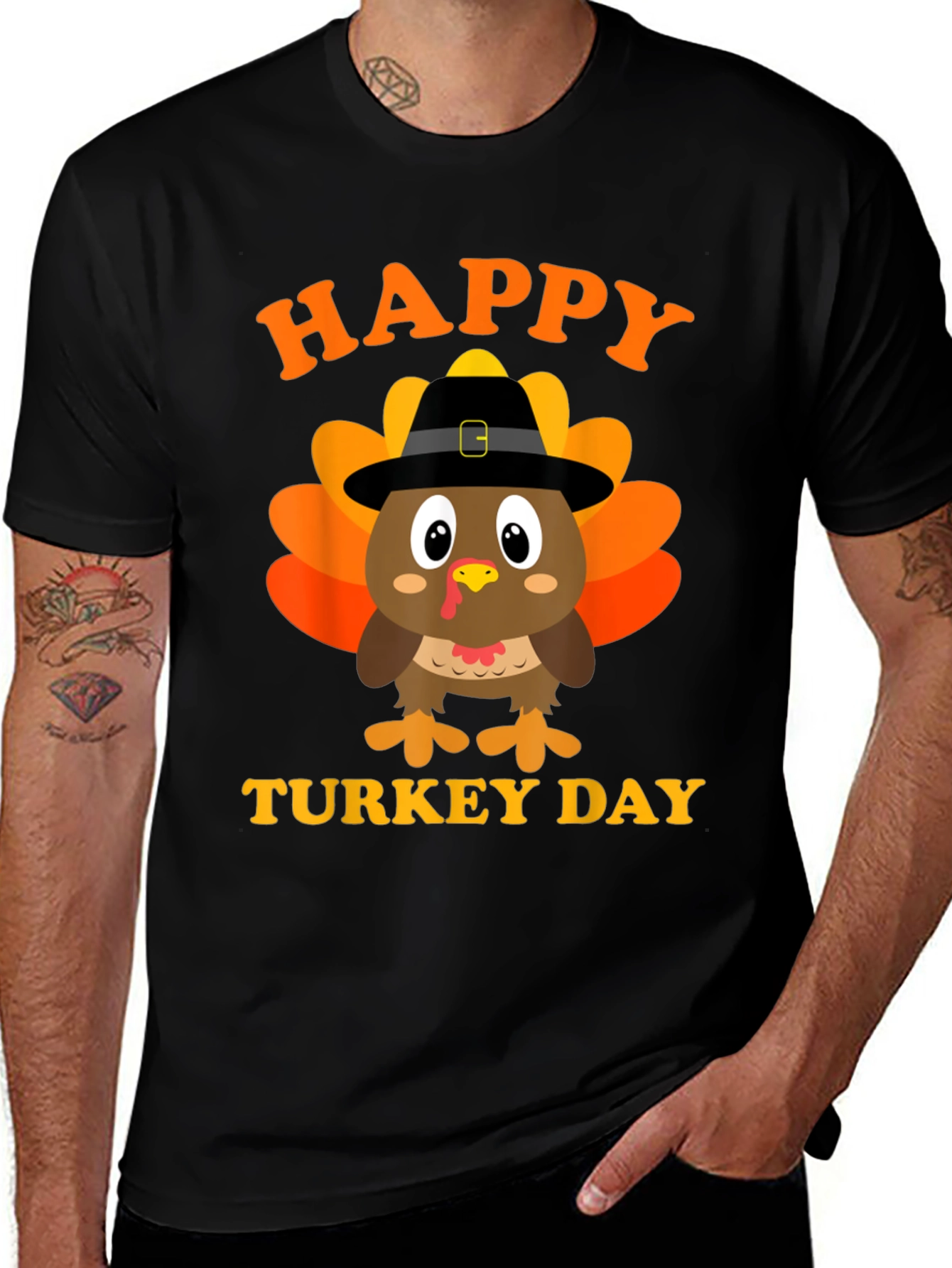 Happy Turkey Day T-Shirt Thanksgiving Black