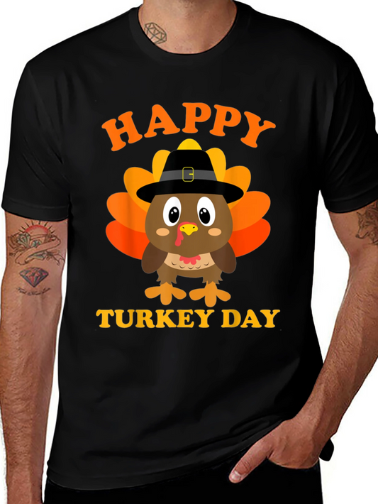 Happy Turkey Day T-Shirt Thanksgiving Black