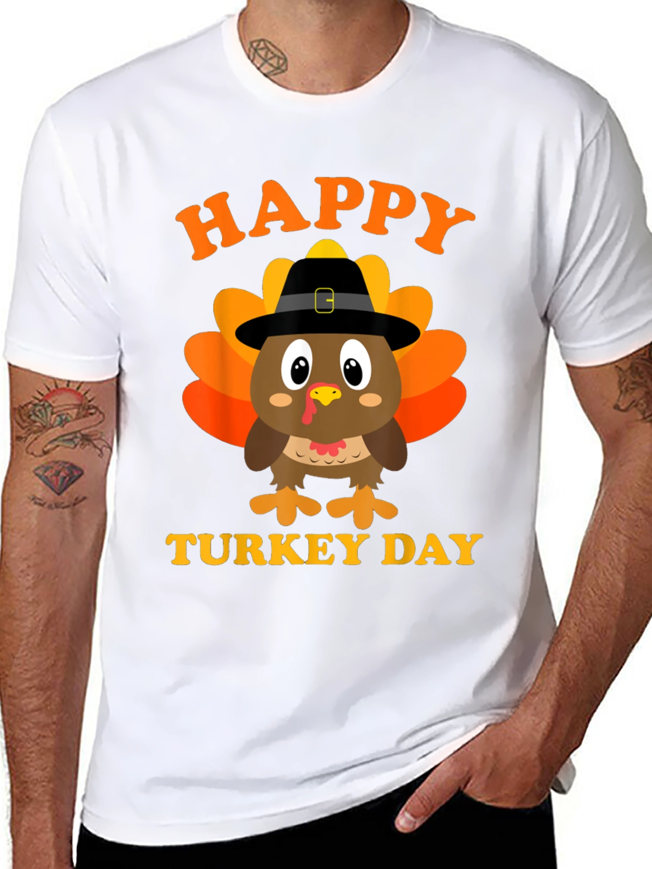 Happy Turkey Day T-Shirt Thanksgiving Black