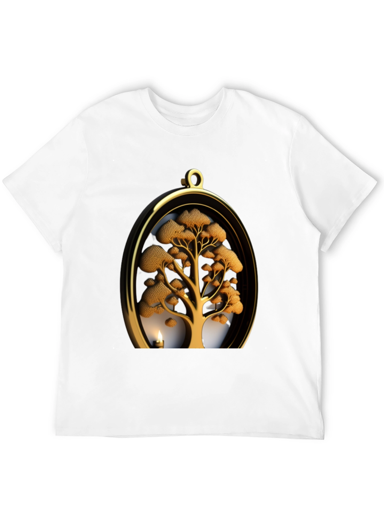 Golden Tree Pendant Graphic Black T-Shirt