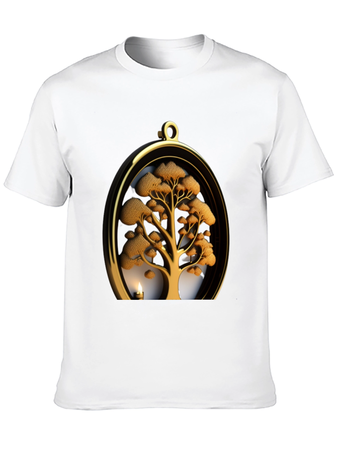 Golden Tree Pendant Graphic Black T-Shirt