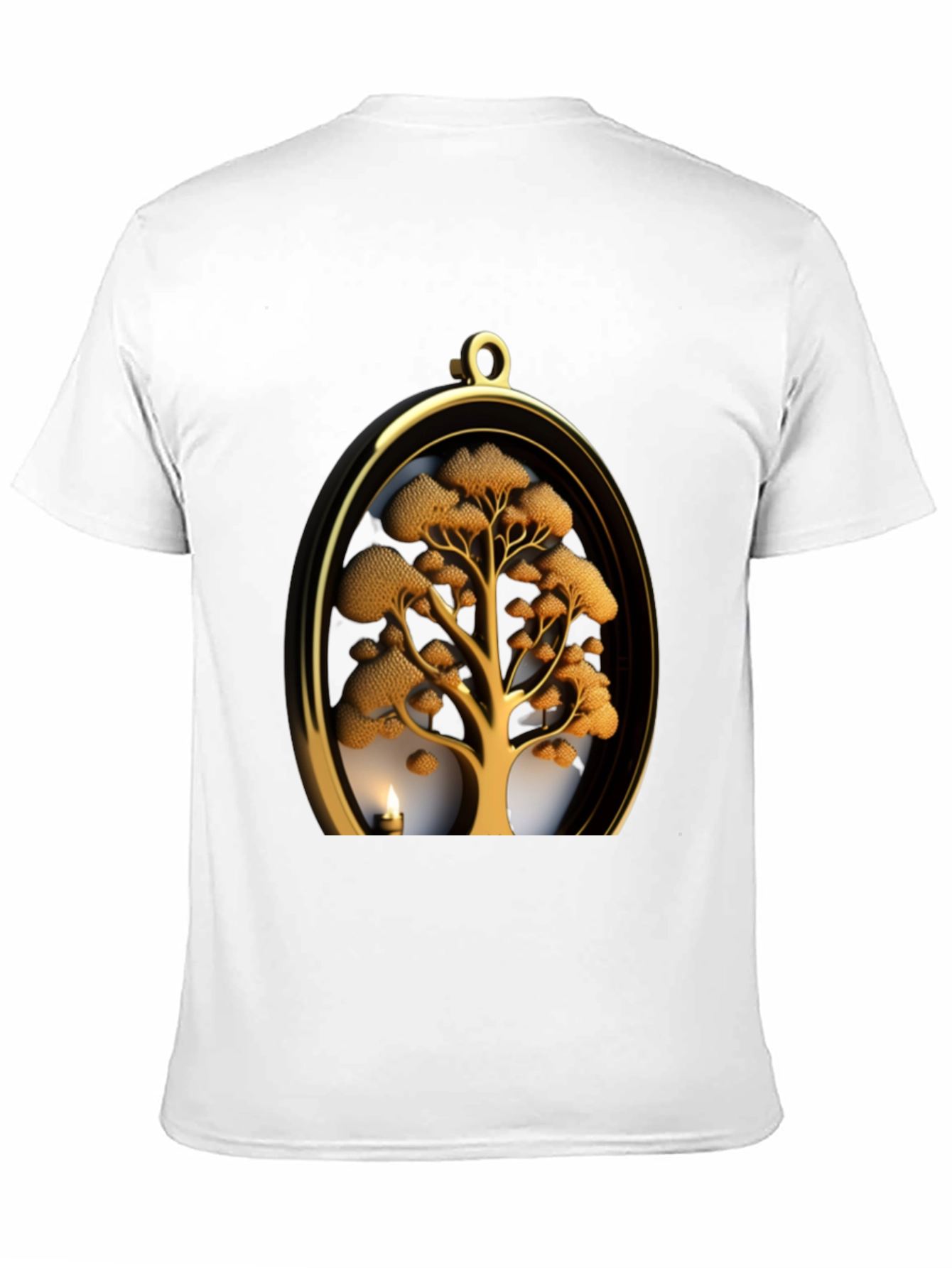 Golden Tree Pendant Graphic Black T-Shirt