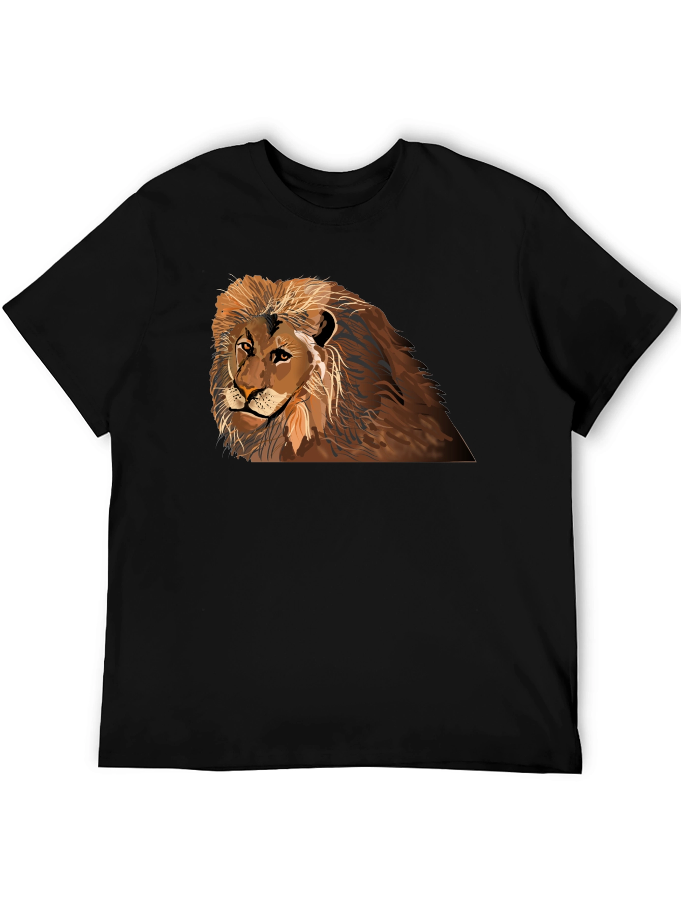 Lion Graphic T-Shirt - Black Crew Neck Tee