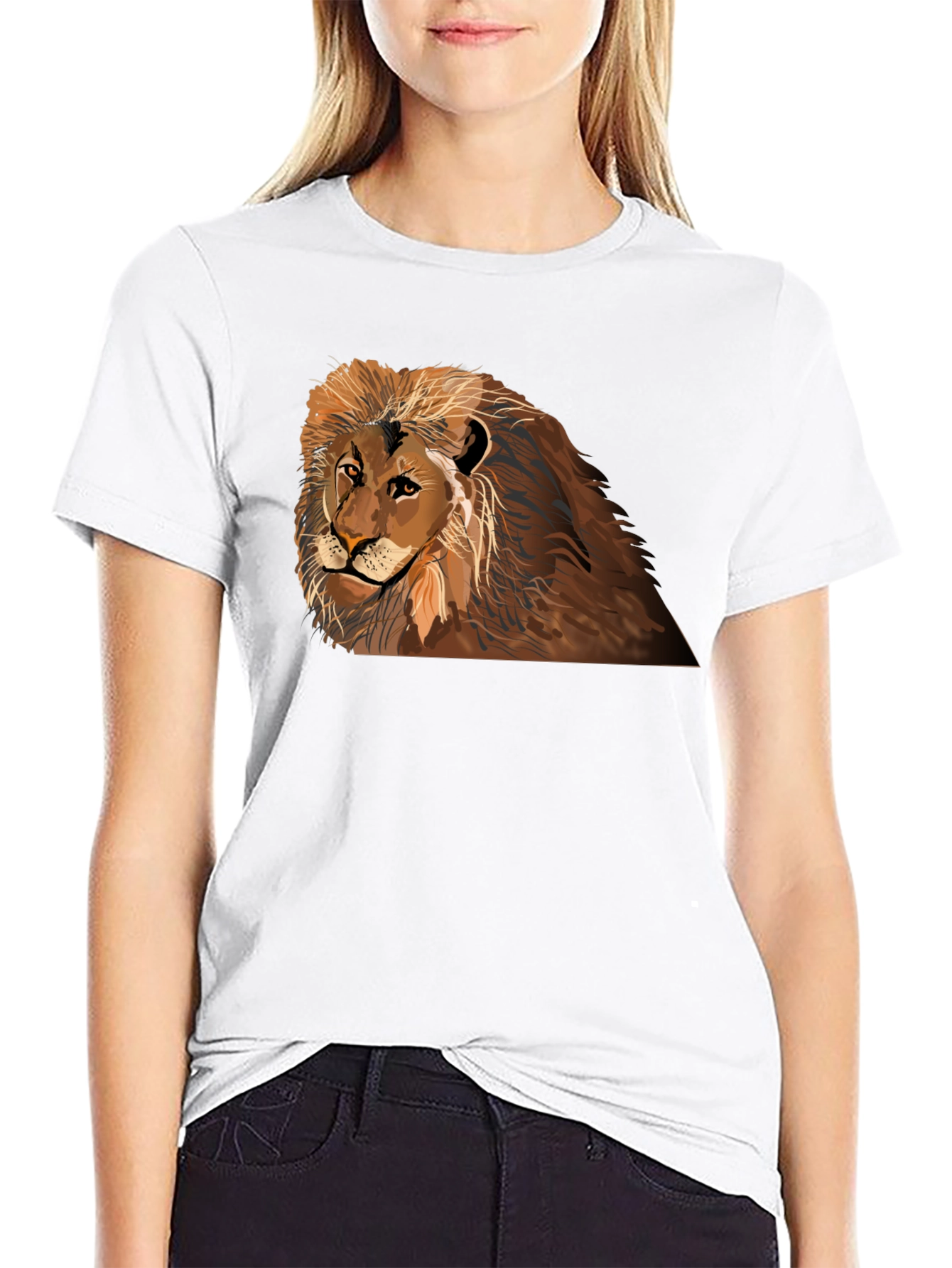 Lion Graphic T-Shirt - Black Crew Neck Tee