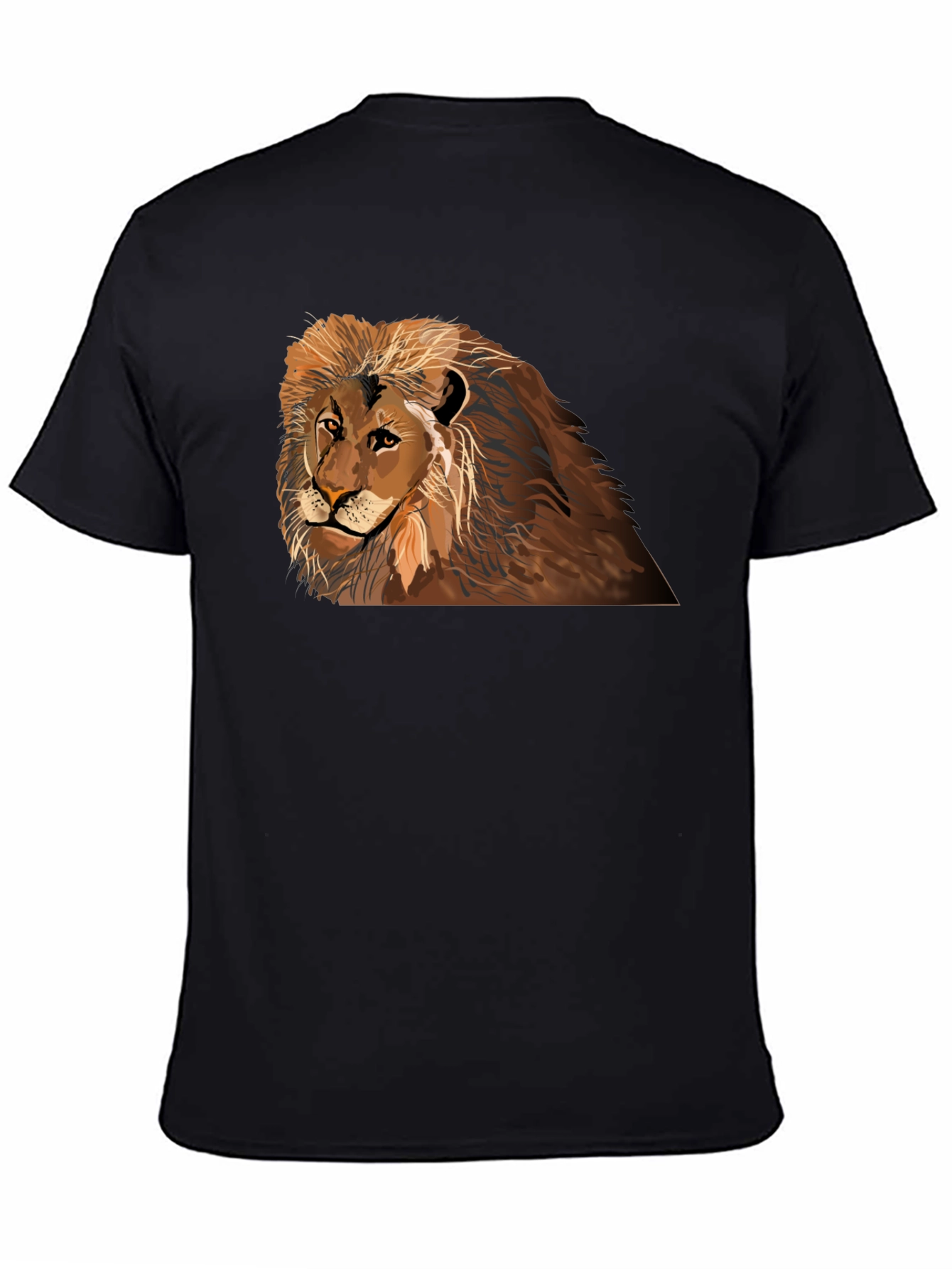 Lion Graphic T-Shirt - Black Crew Neck Tee