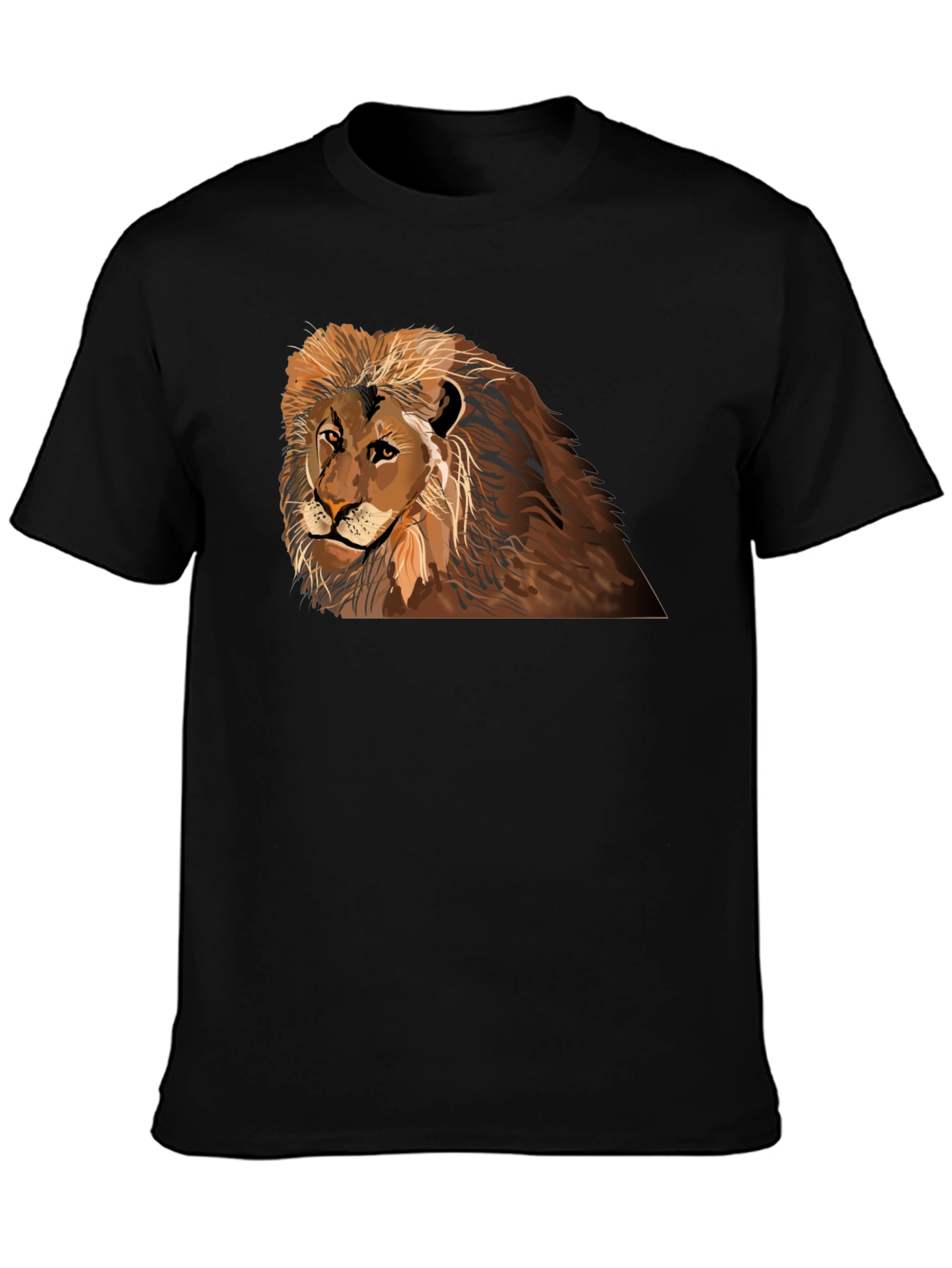 Lion Graphic T-Shirt - Black Crew Neck Tee
