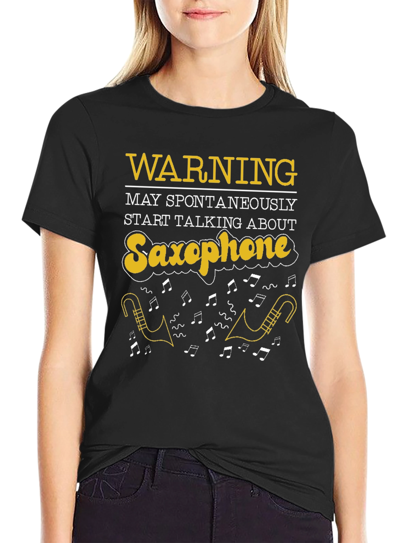 Saxophone T-Shirt: Warning May Spontaneously Talk