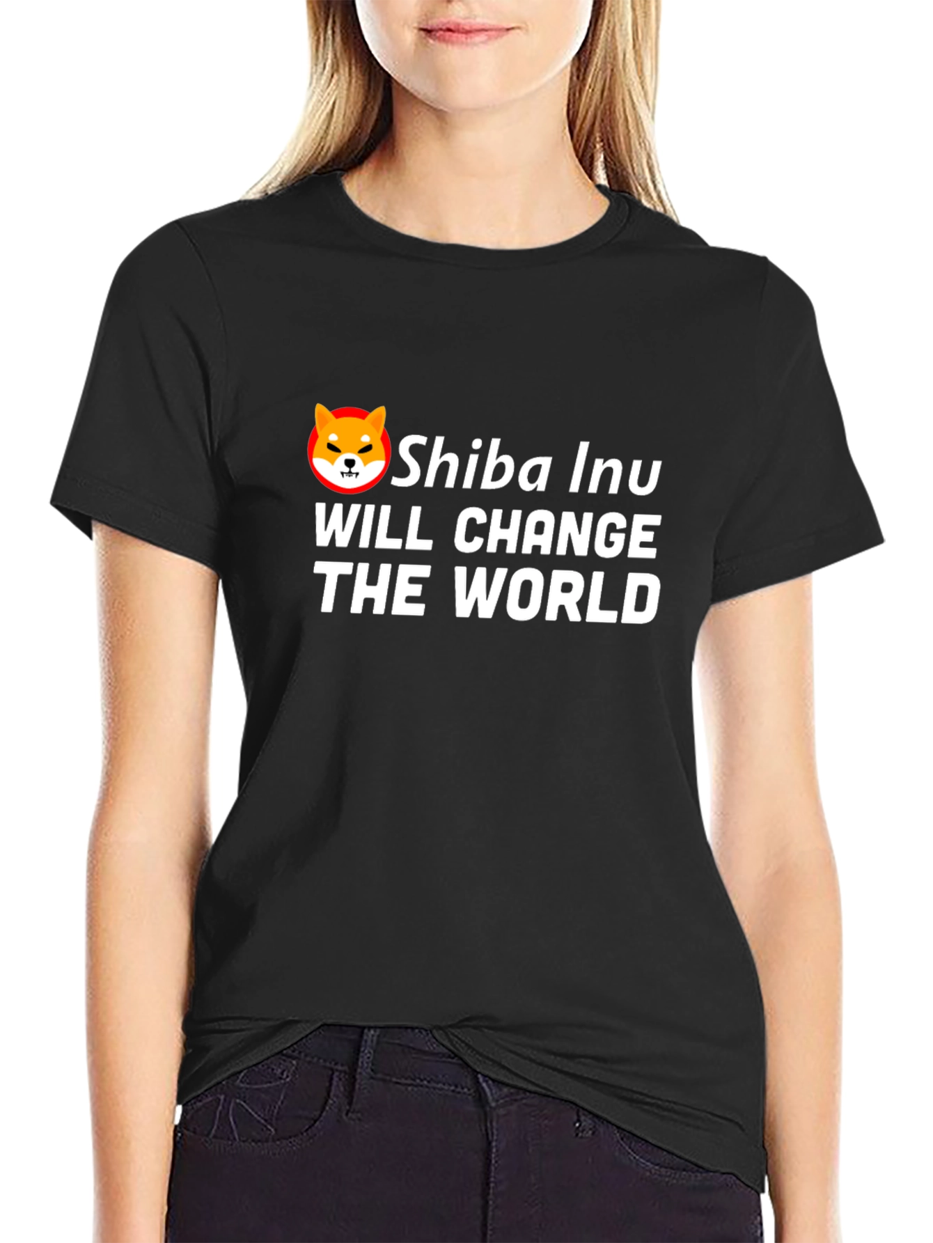 Shiba Inu Will Change The World Black T-Shirt