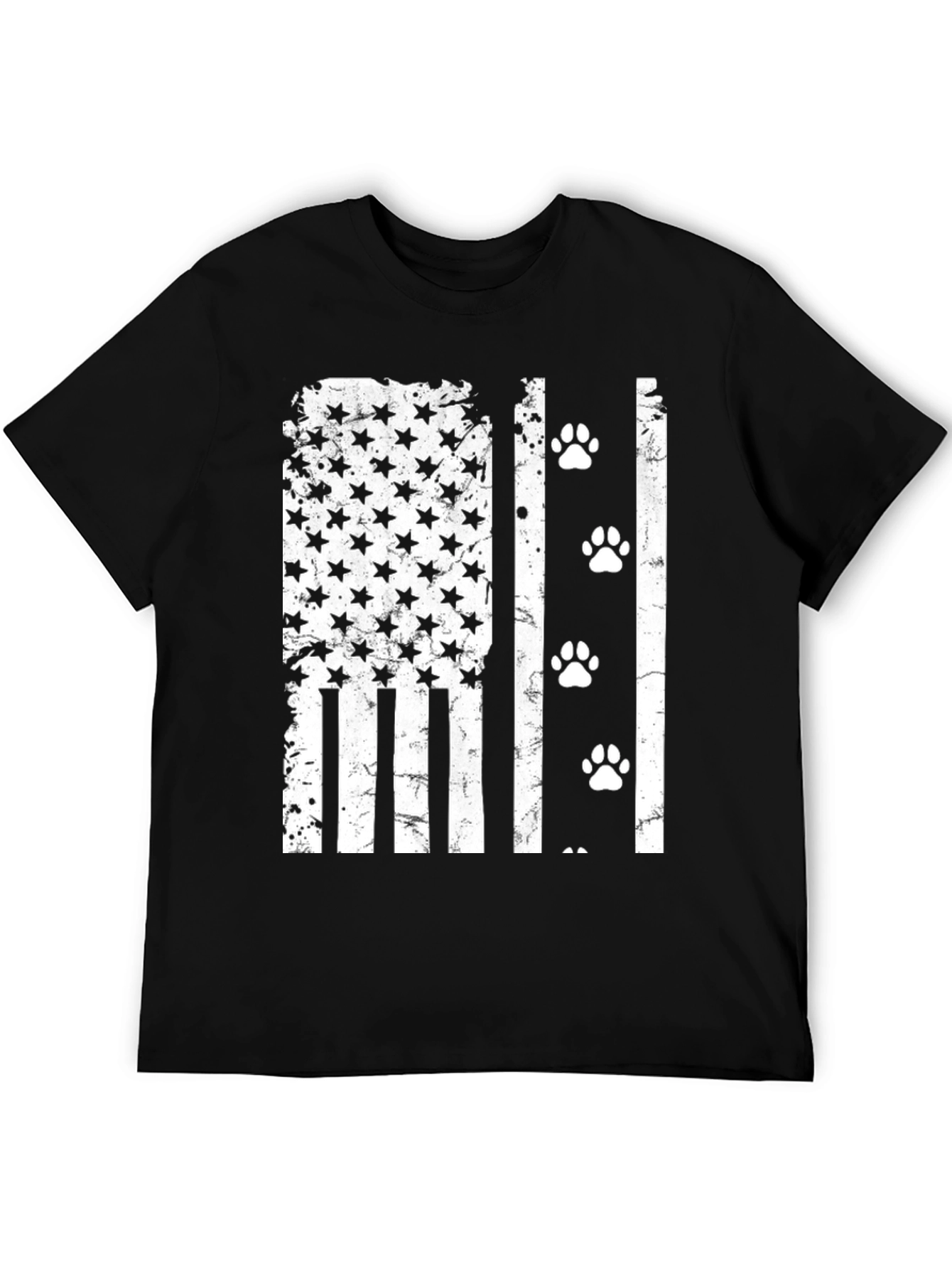 Distressed American Flag Paw Print T-Shirt