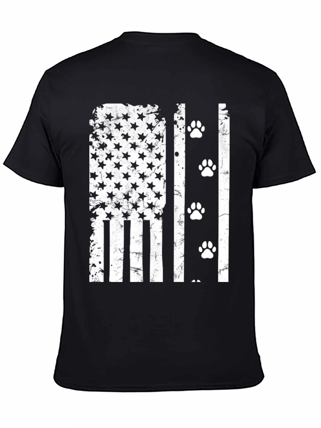 Distressed American Flag Paw Print T-Shirt