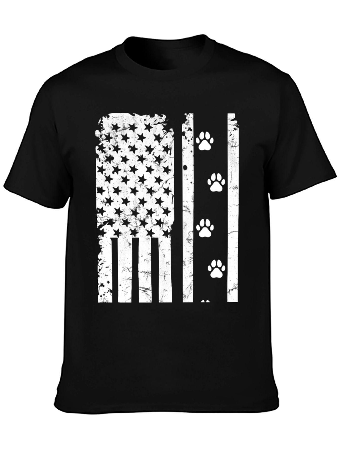 Distressed American Flag Paw Print T-Shirt