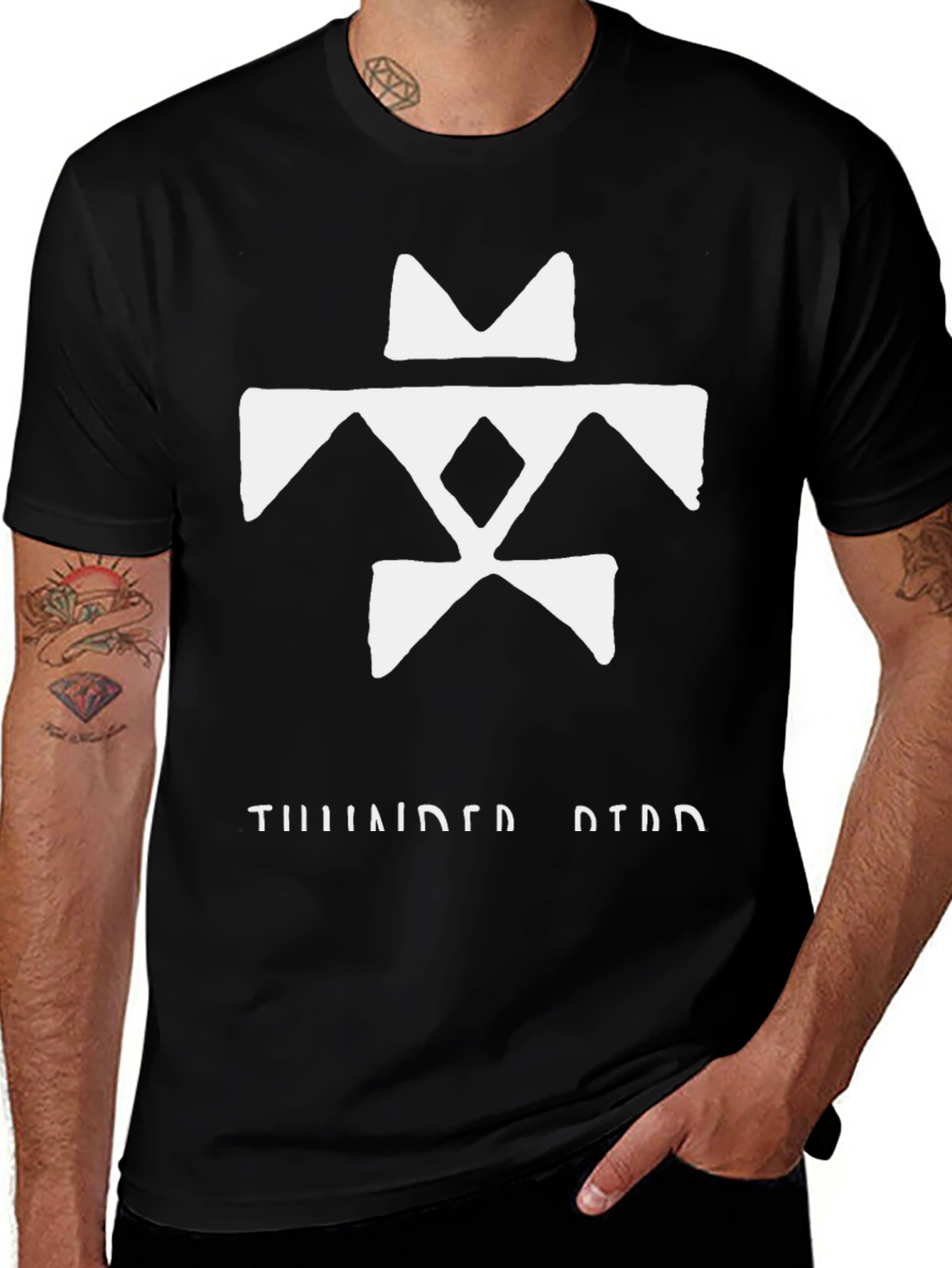 Thunderbird Black T-Shirt with White Graphic