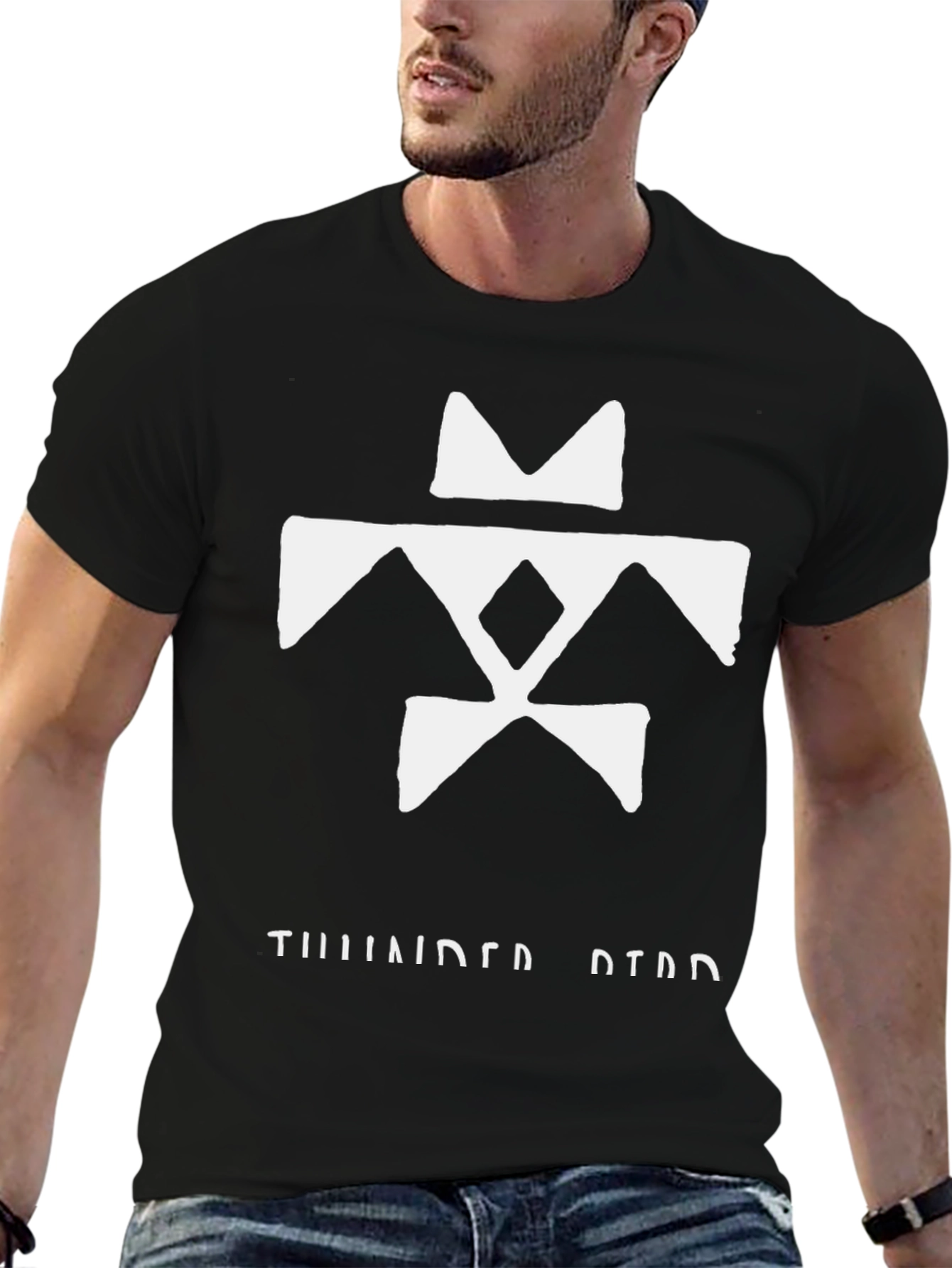 Thunderbird Black T-Shirt with White Graphic