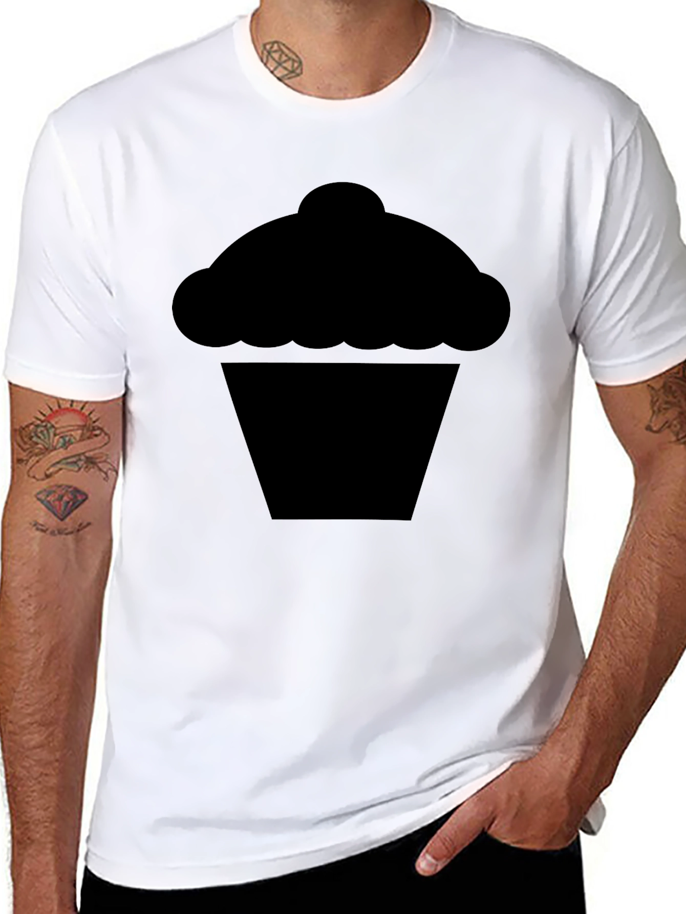 Cupcake Graphic Tee - Solid Black Cotton Comfort