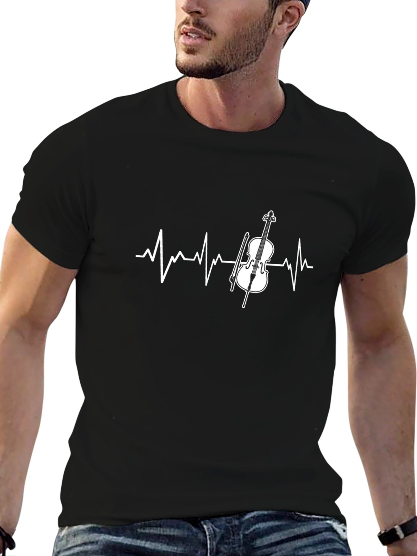 Violin Heartbeat Graphic Tee - Music Lover Shirt