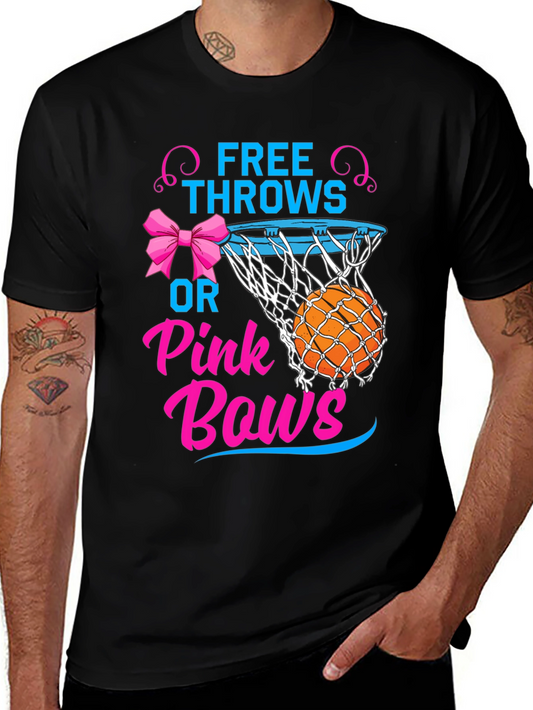 Free Throws or Pink Bows Gender Reveal T-Shirt