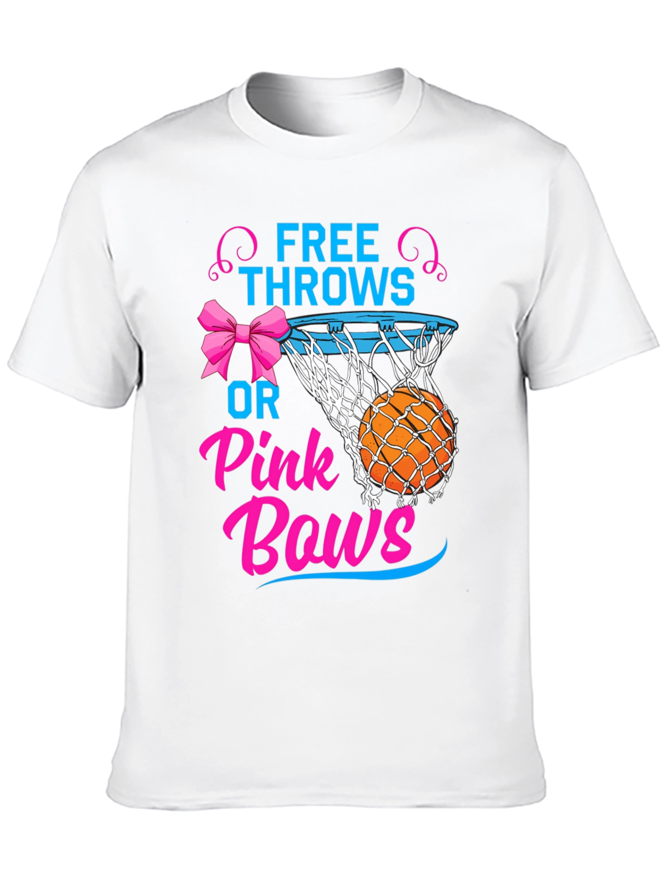 Free Throws or Pink Bows Gender Reveal T-Shirt
