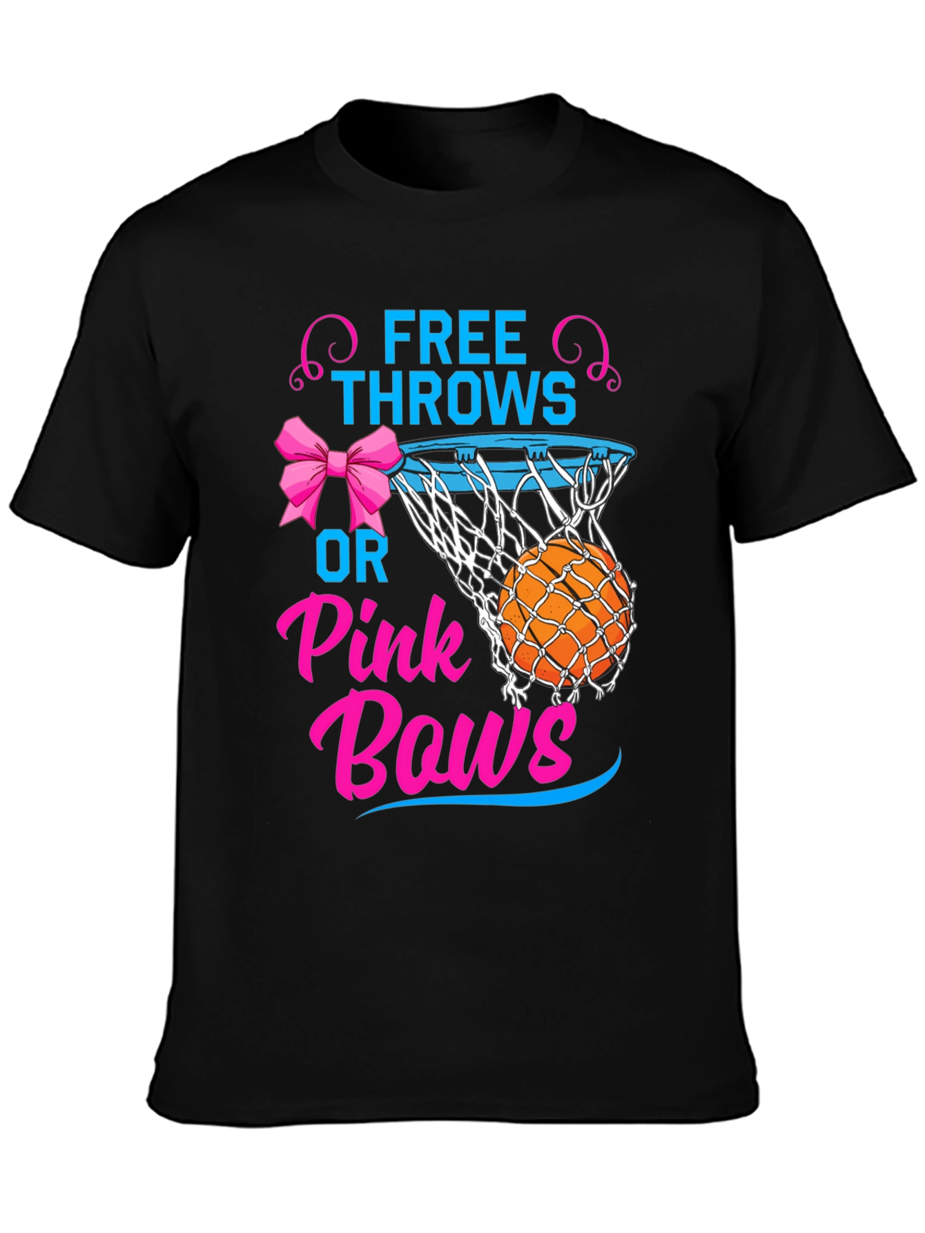 Free Throws or Pink Bows Gender Reveal T-Shirt