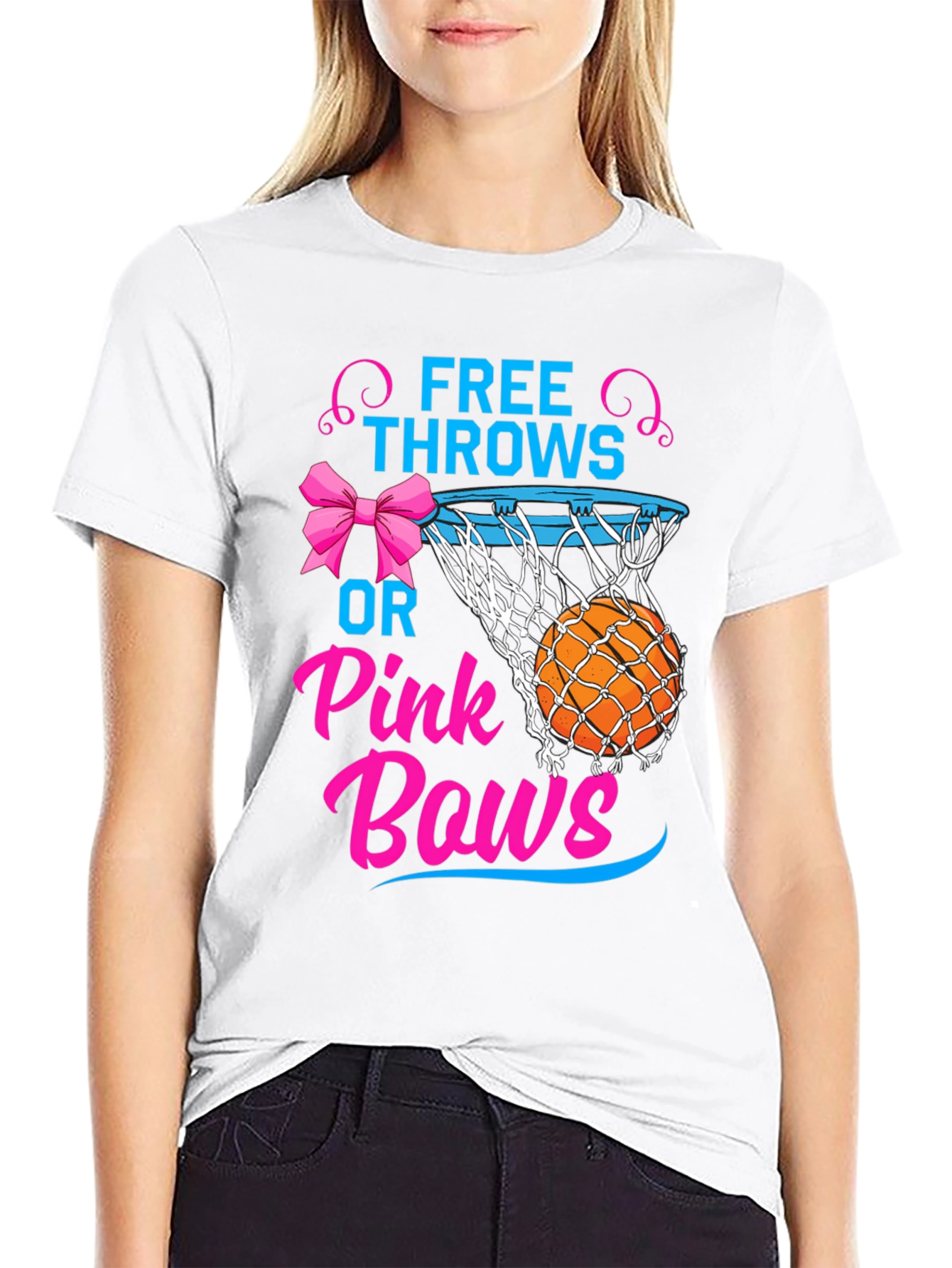 Free Throws or Pink Bows Gender Reveal T-Shirt