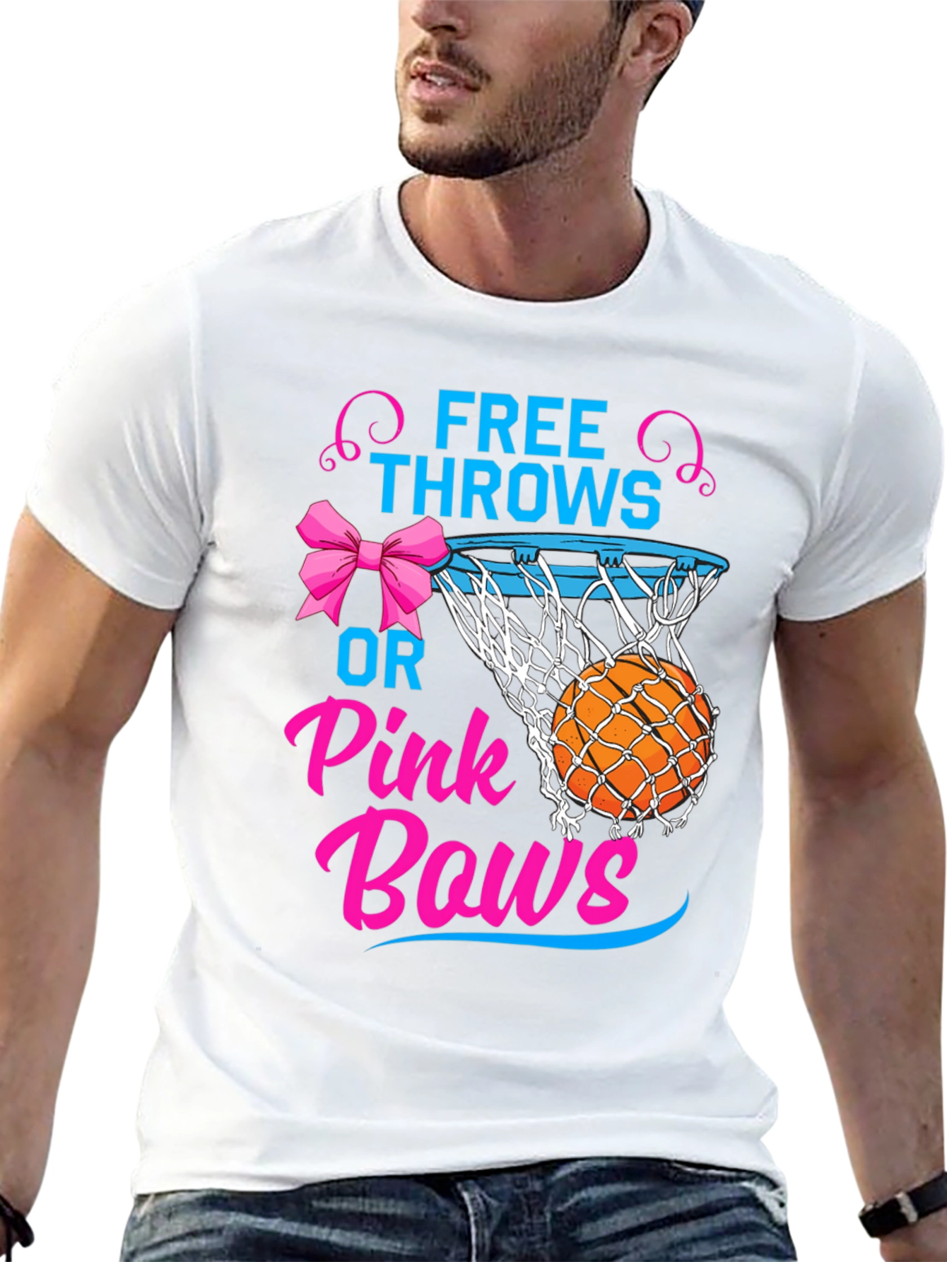 Free Throws or Pink Bows Gender Reveal T-Shirt