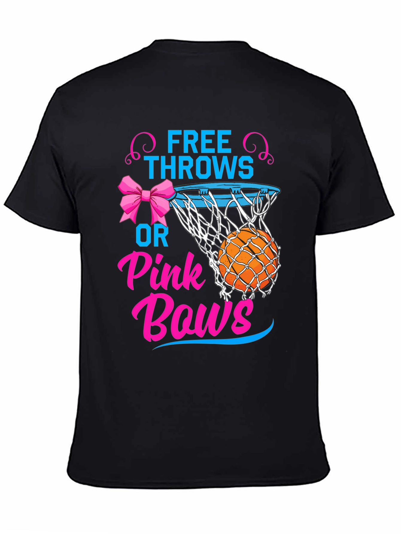 Free Throws or Pink Bows Gender Reveal T-Shirt