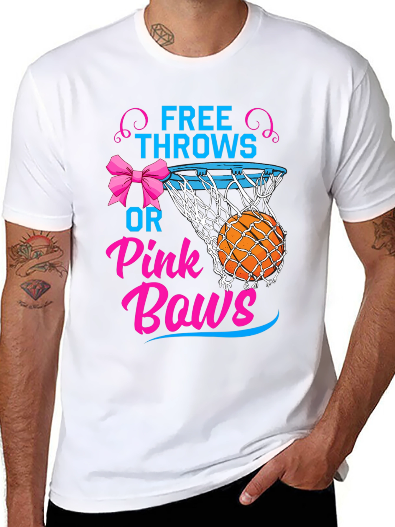 Free Throws or Pink Bows Gender Reveal T-Shirt