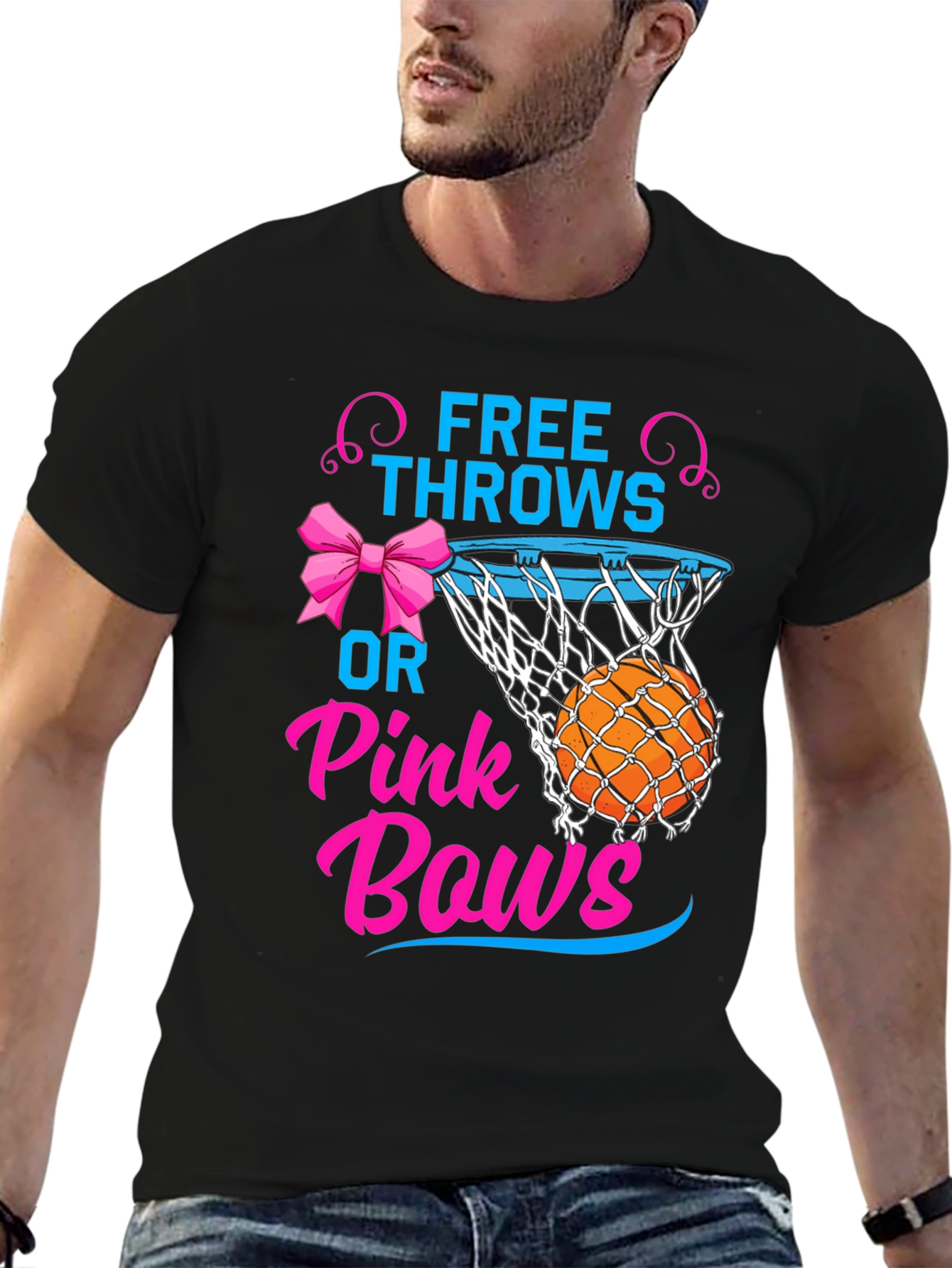 Free Throws or Pink Bows Gender Reveal T-Shirt