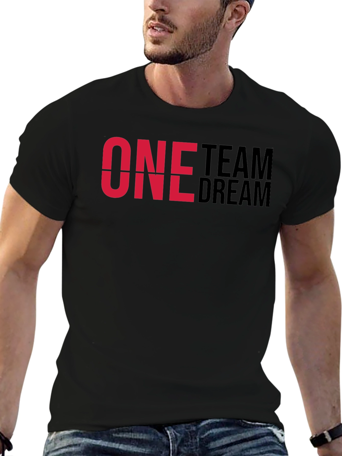 One Team Dream Graphic T-Shirt - Black Cotton Blend