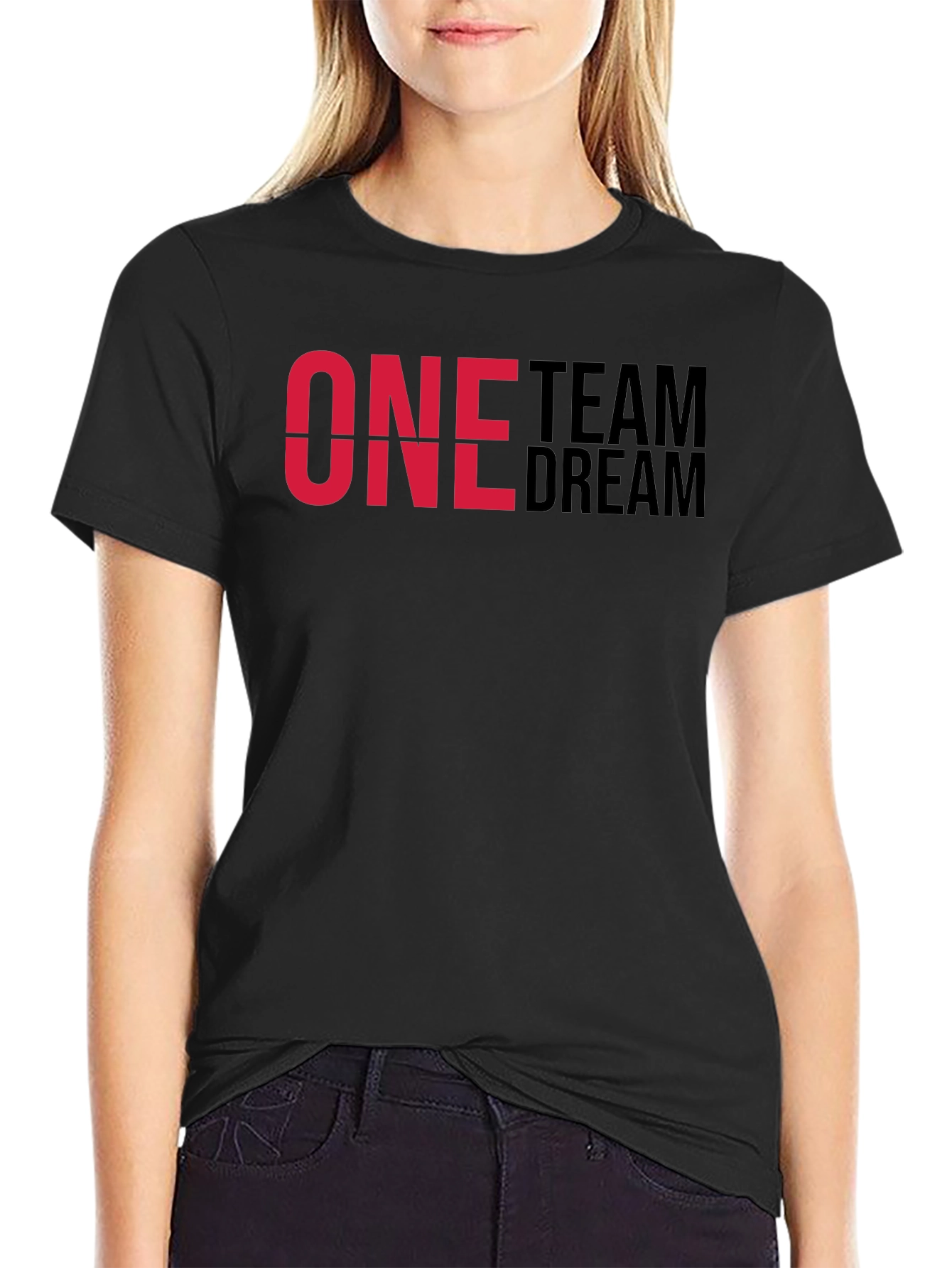 One Team Dream Graphic T-Shirt - Black Cotton Blend