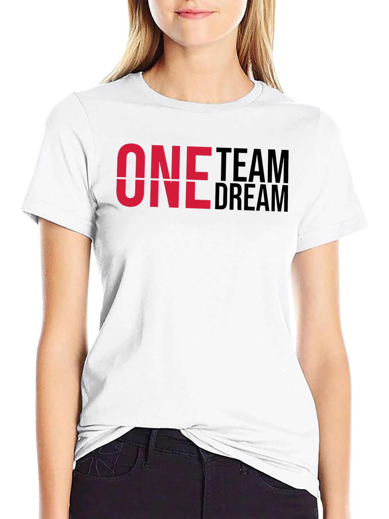 One Team Dream Graphic T-Shirt - Black Cotton Blend