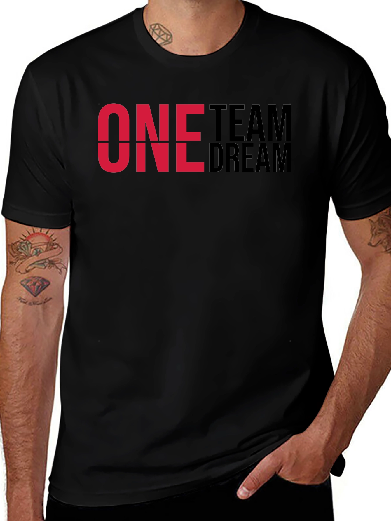 One Team Dream Graphic T-Shirt - Black Cotton Blend