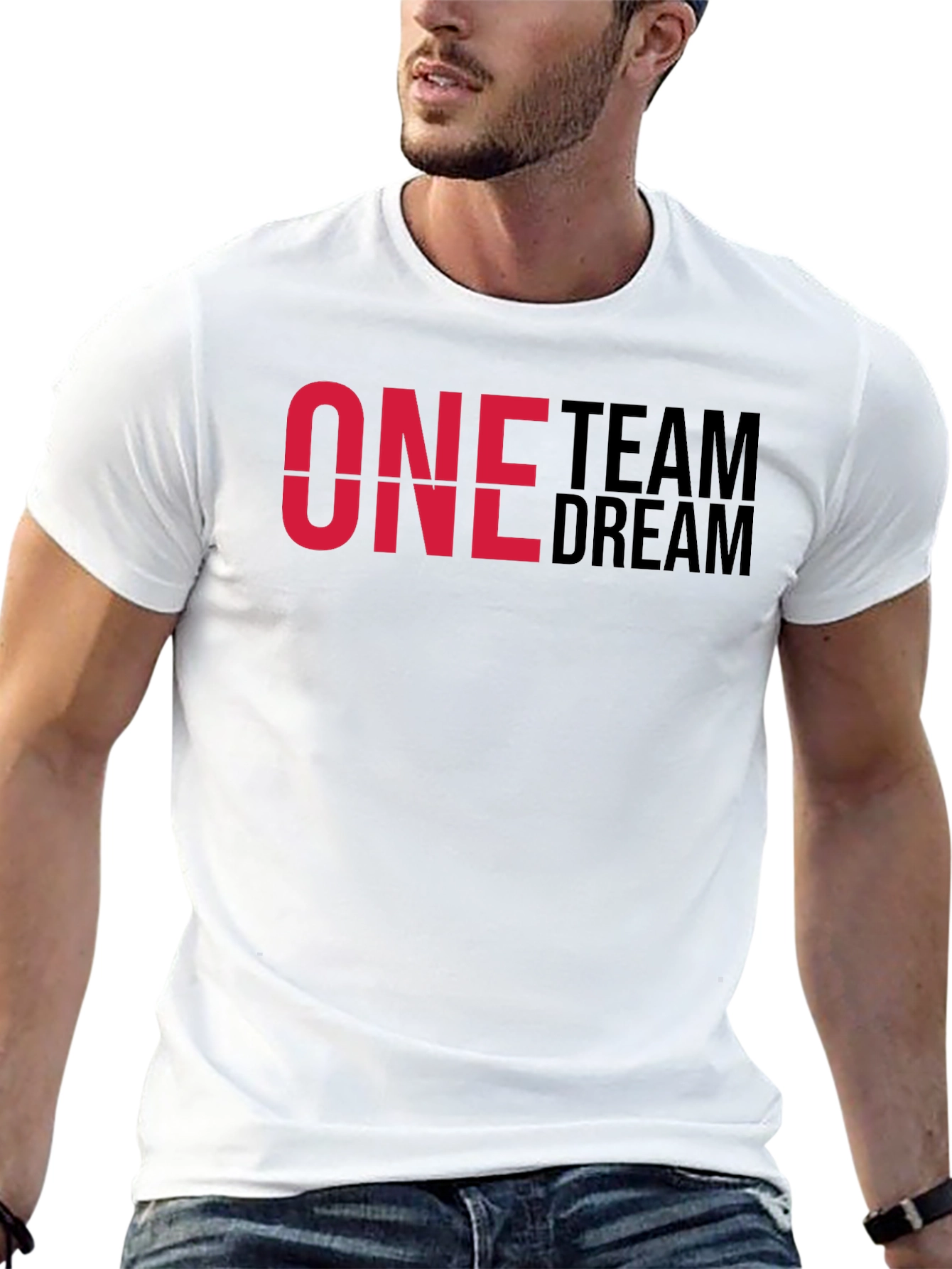 One Team Dream Graphic T-Shirt - Black Cotton Blend