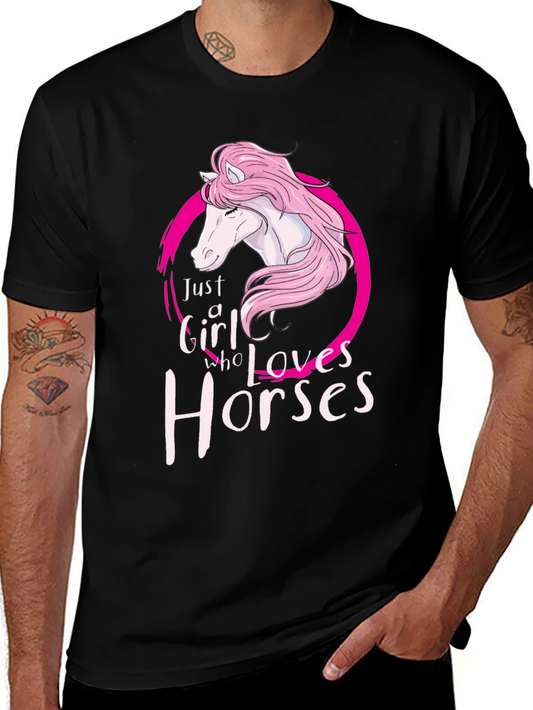 Horse Lover T-Shirt - Just a Girl Who Loves Horses Graphic Tee