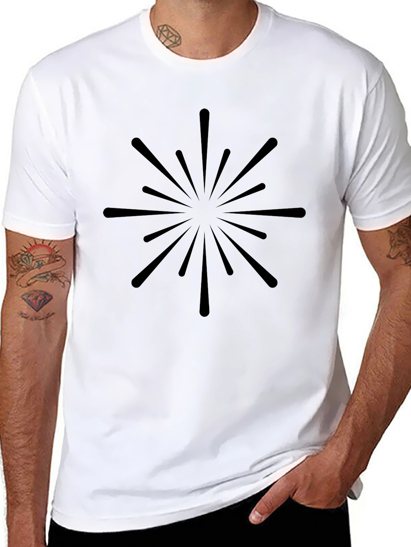 Modern Burst Graphic Tee - Black Casual T-Shirt