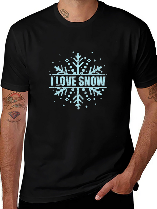 I Love Snow Snowflake Graphic Tee - Black